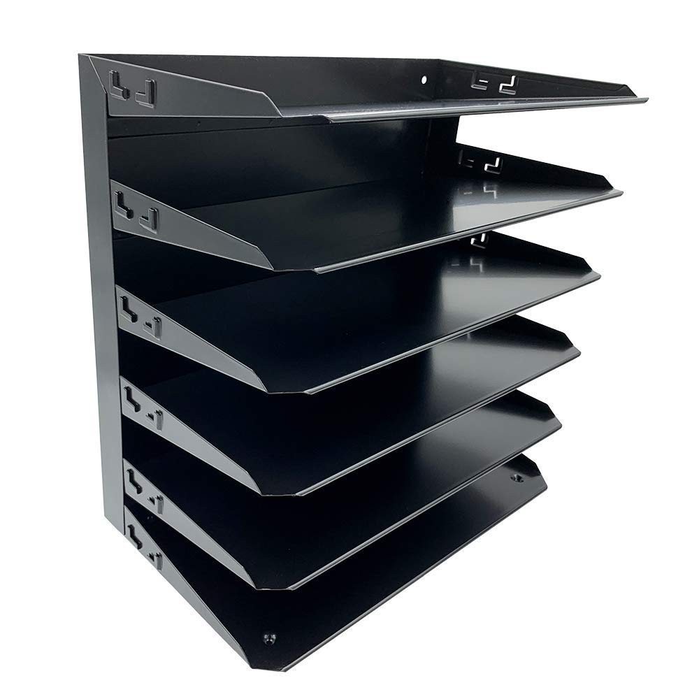 Desktop Horizontal 6-Slot Legal File Binder Organizer Storage Letter Tray, Bl…