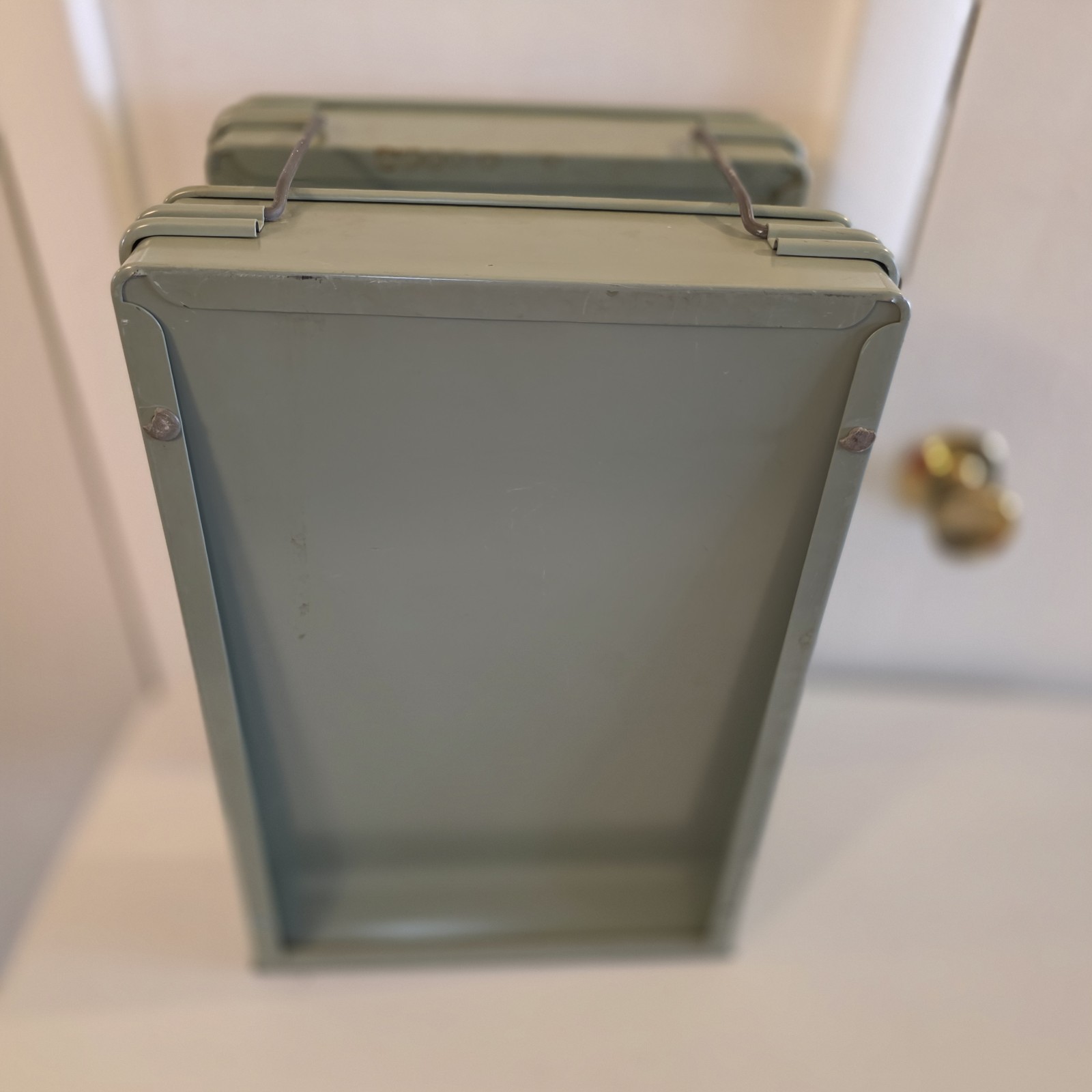 Vintage Globe-Wernicke 2 Tier Metal Paper Tray File Organizer Vintage Gray Green