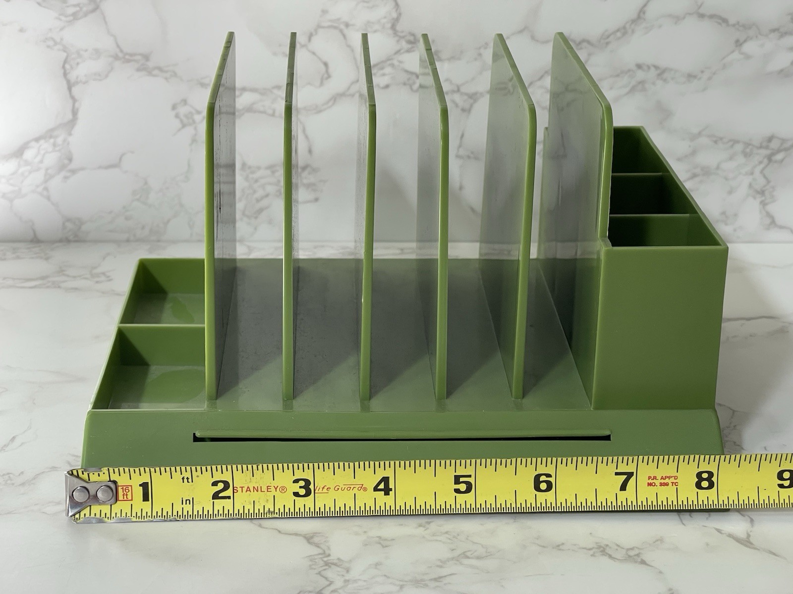 VTG Max Klein Desk Organizer Avocado Green V-87 Letter Pen Holder