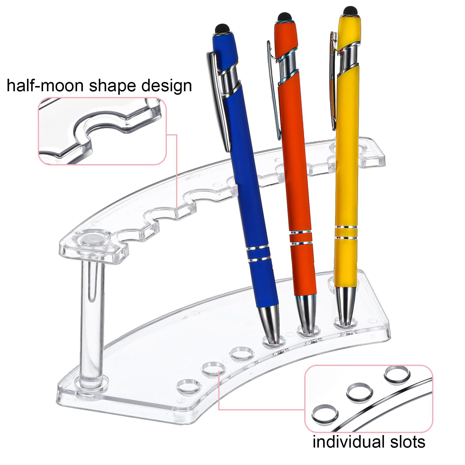 Kifmurase 2Pcs Clear Plastic Pen Holder Stand Display Rack, 6-Slot Pen Displa…