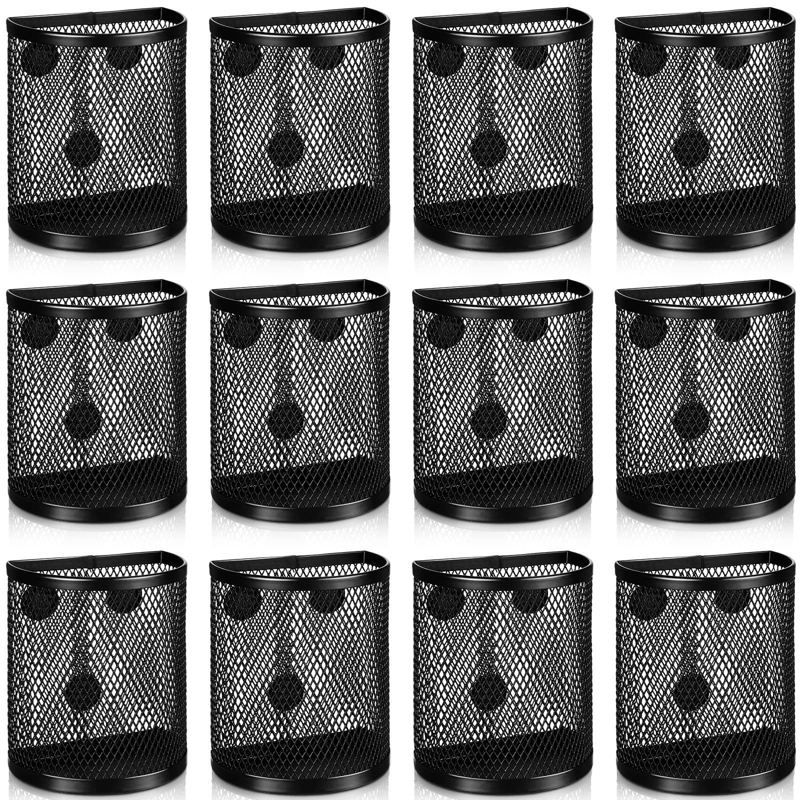 12 Pcs Black Magnetic Pen Pencil Holder with 3 Magnets Magnetic Marker Holder…