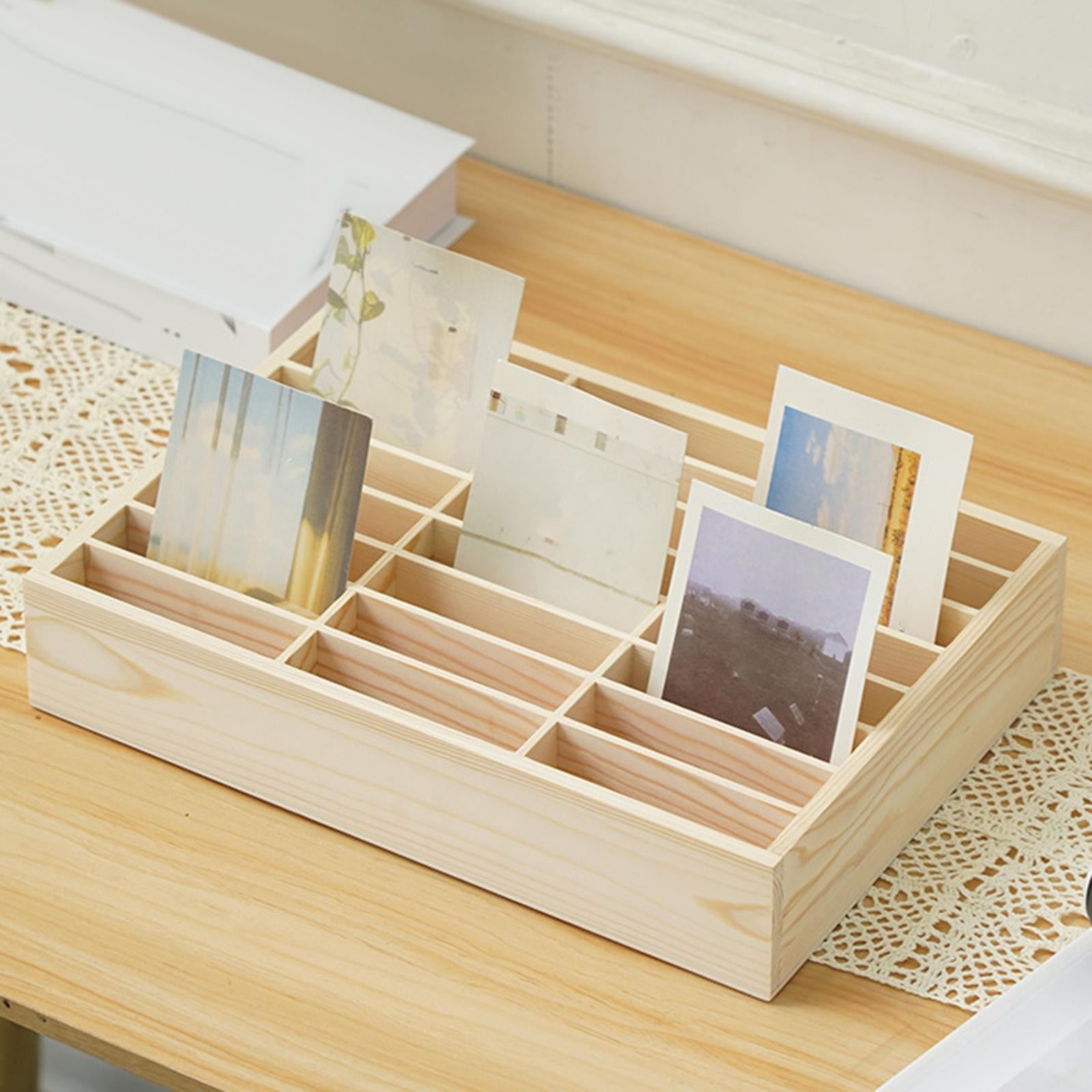 Wooden Mobile Phone Storage Box Phone Holder Display Rack Finishing Grid Desktop