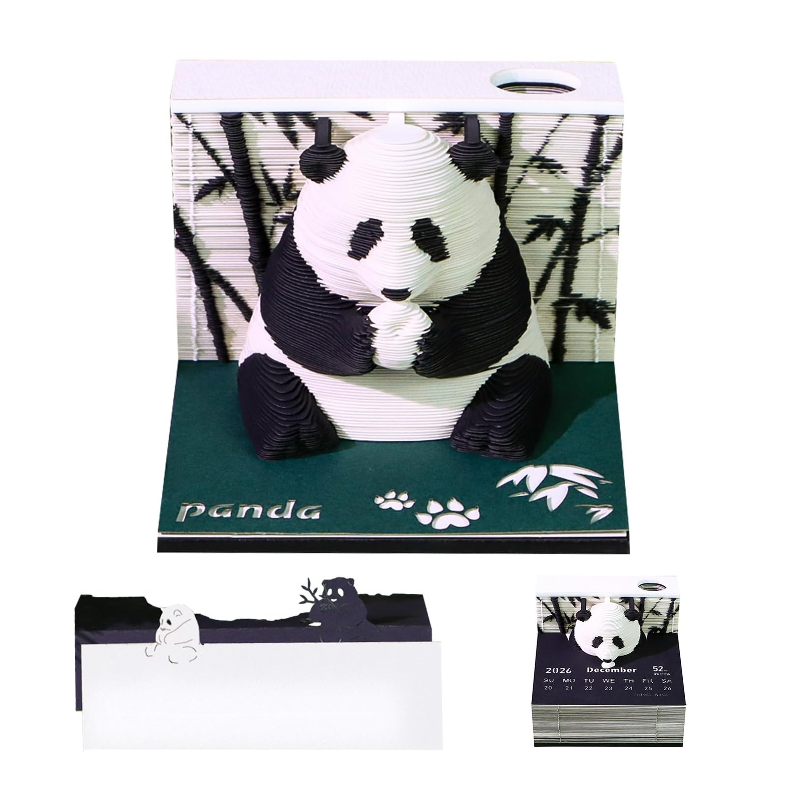 Time Piece Calendar 2026, 3D DIY 2026 panda-shaped