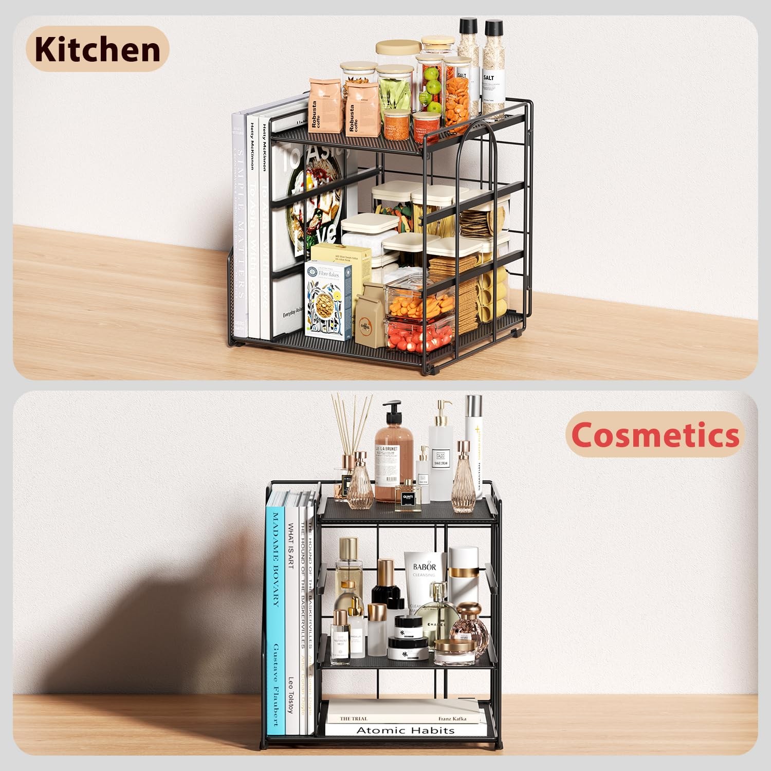 Desk Organizer, 4-Tier Metal File Organizer for Desk with Vertical File Holde…