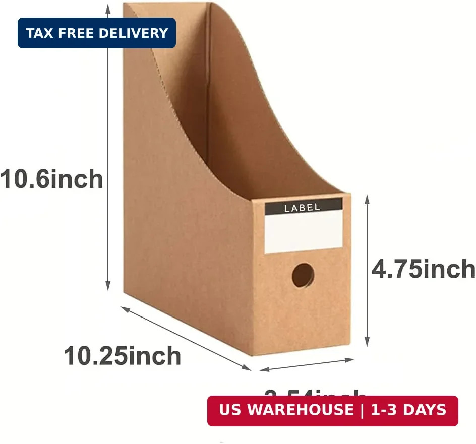 15 Pack Foldable File Holder Organizer Cardboard Magazine Storage Brown