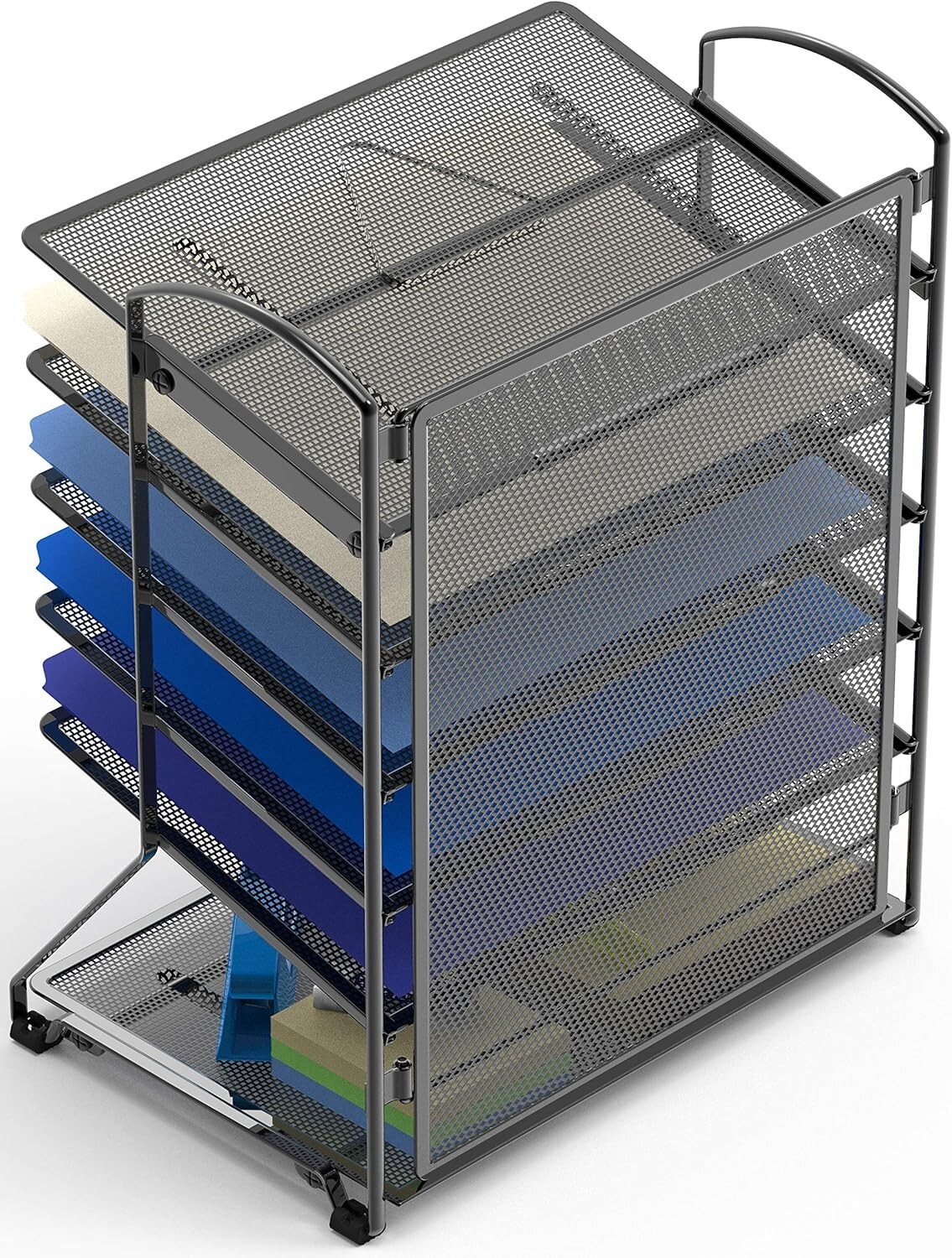 6-Tier Black Mesh Letter Tray Organizer, 2-Pack for Elegant Office Arrangement