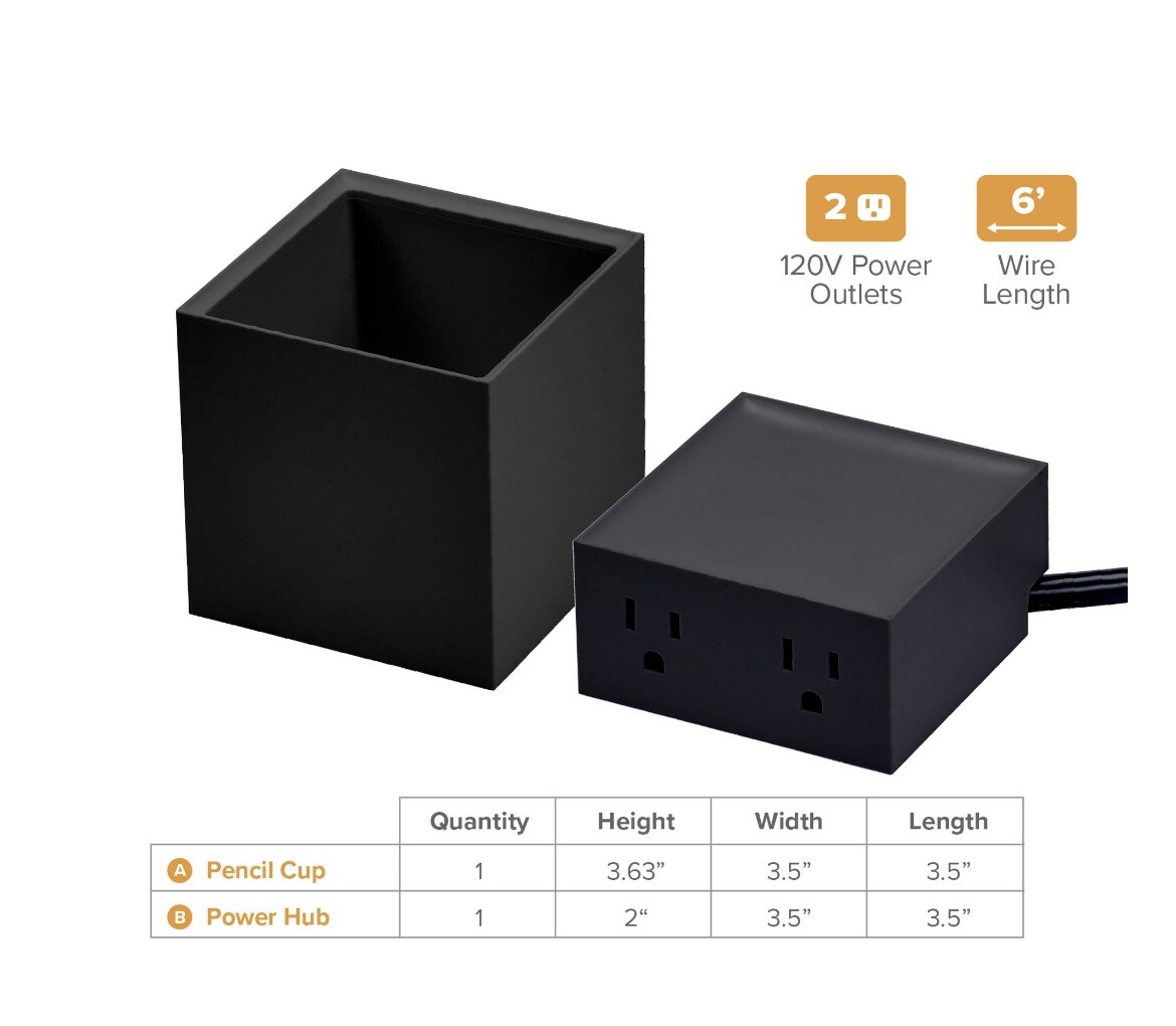 Bostitch Konnect Power Expansion Hub Desk Organizer, Pencil Cup – Black