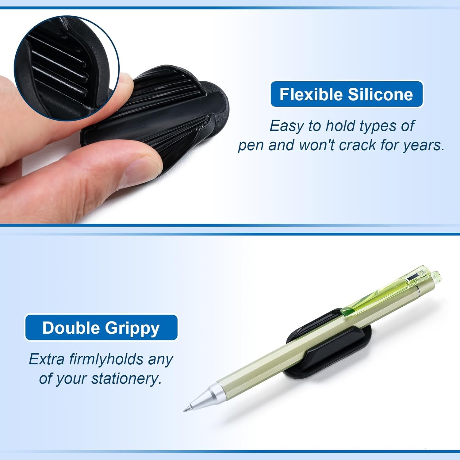 10 Pack Adhesive Pencil Holders for Desk,Silicone Flexible Pen Holder for Wall,