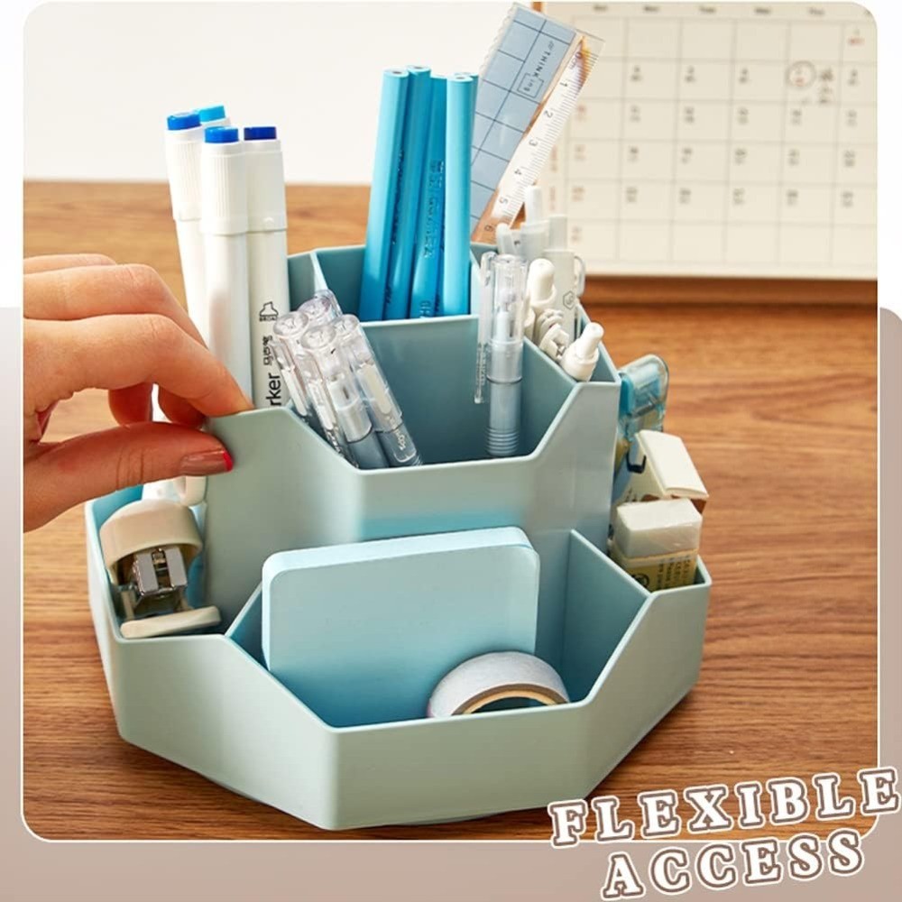 Rotating Art Supply Storage Organizer,Pencil Holder with 9 Compartment, Pen