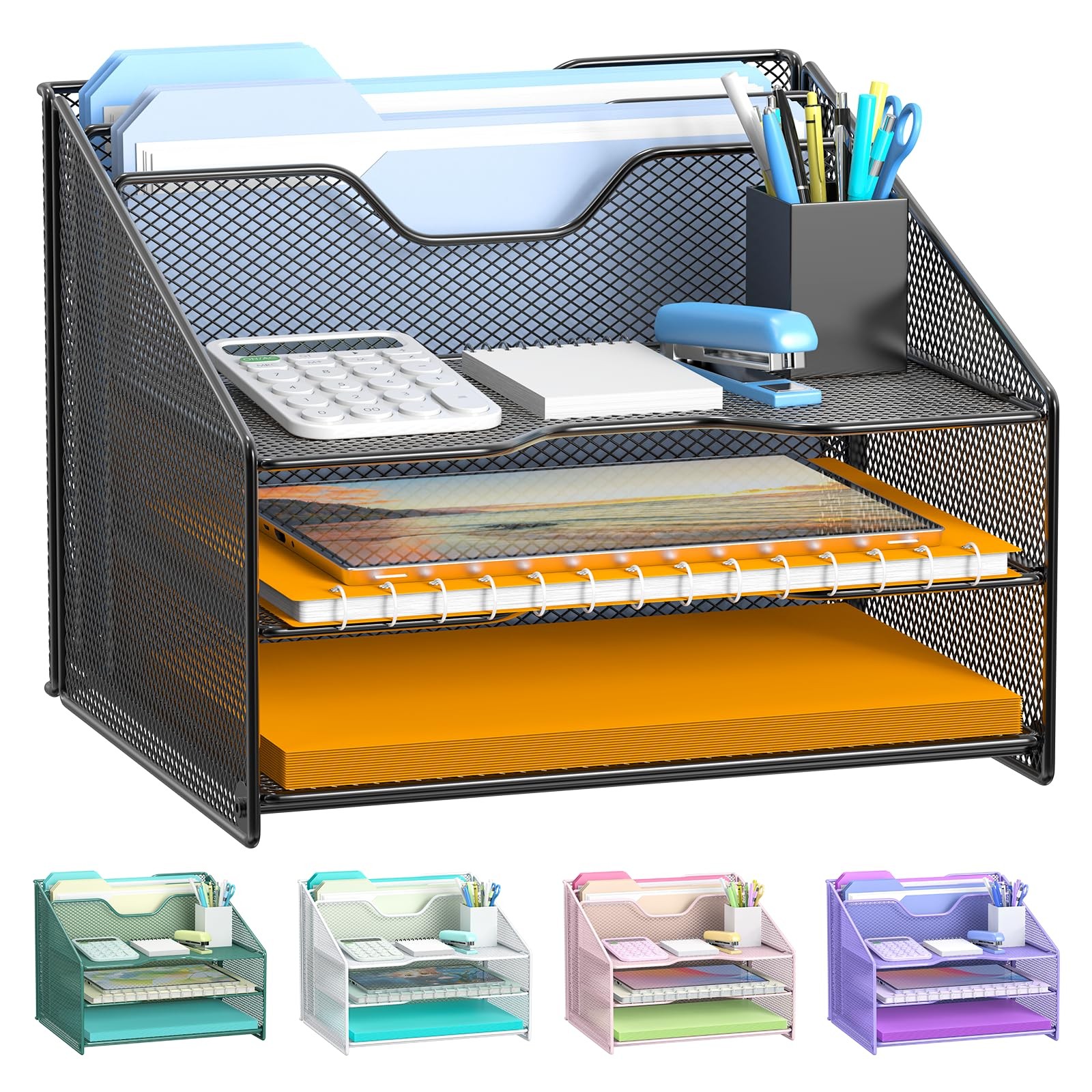 Samstar Desk File 12.4 inches x 11.2 x 9.4 inches, 1 Pack Black