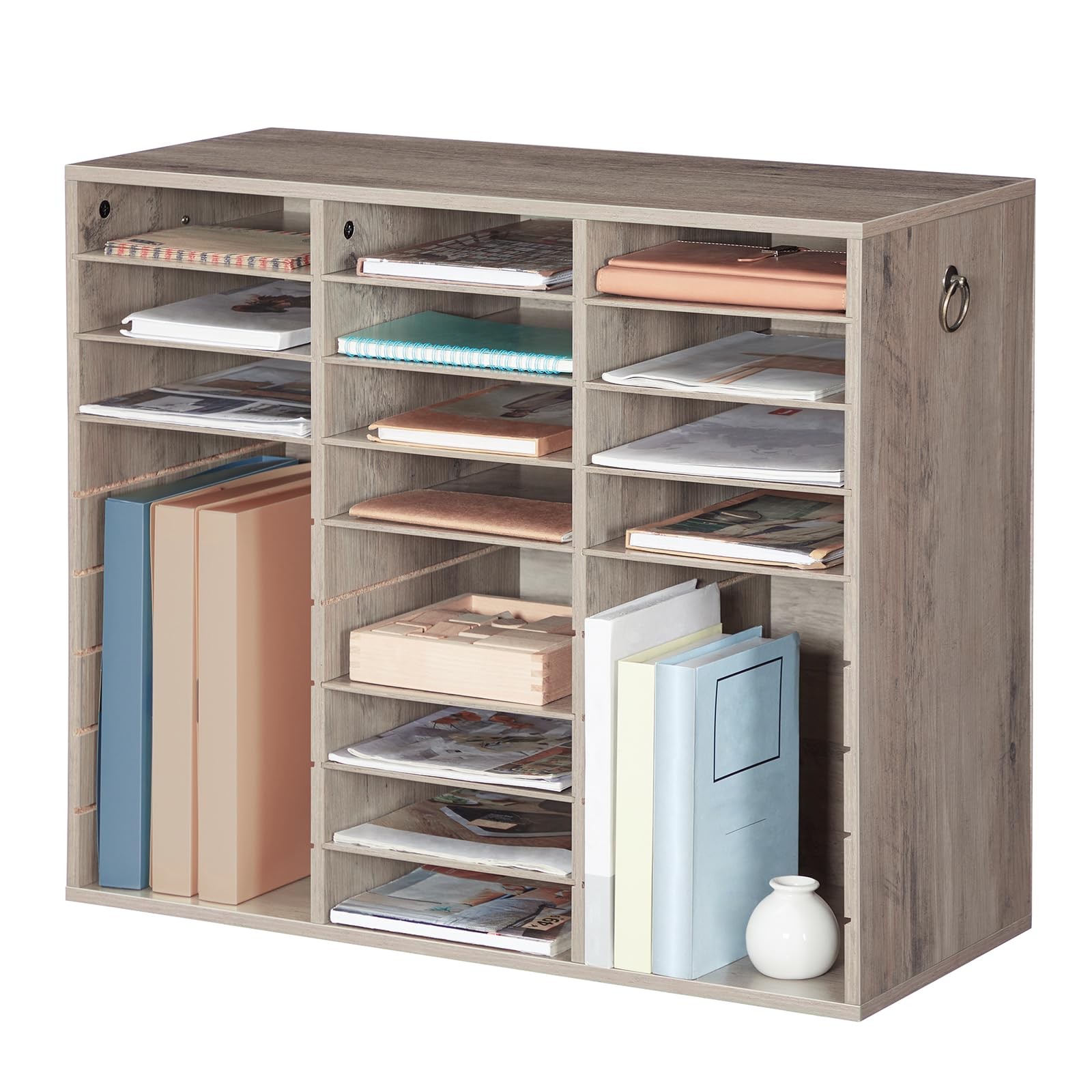 Literature Organizer 27 Compartments Wooden Mail Organizer Countertop Literature