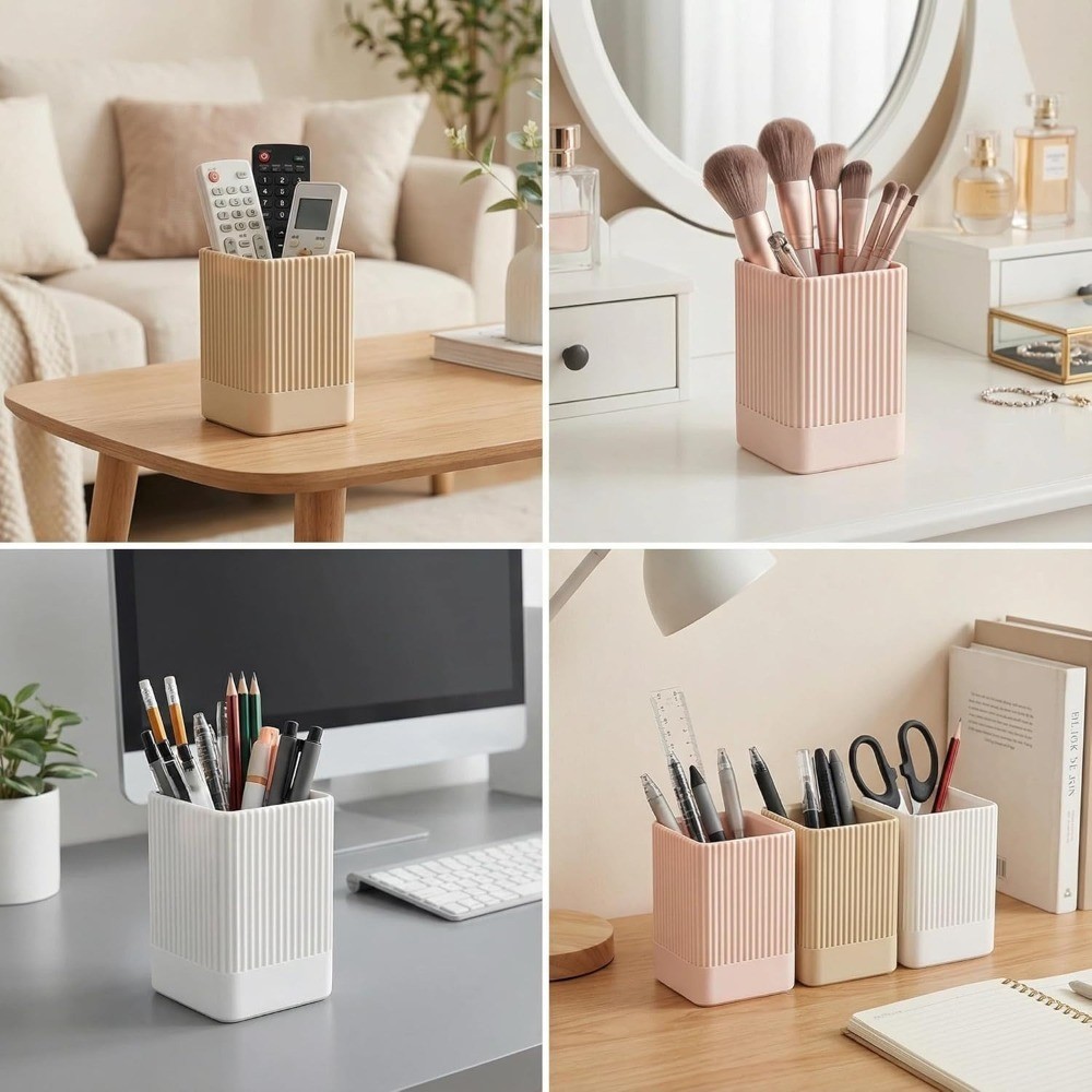 3 Pack Aesthetic Pen Holder for Desk-Sturdy Plastic Pencil Holder – Stylish