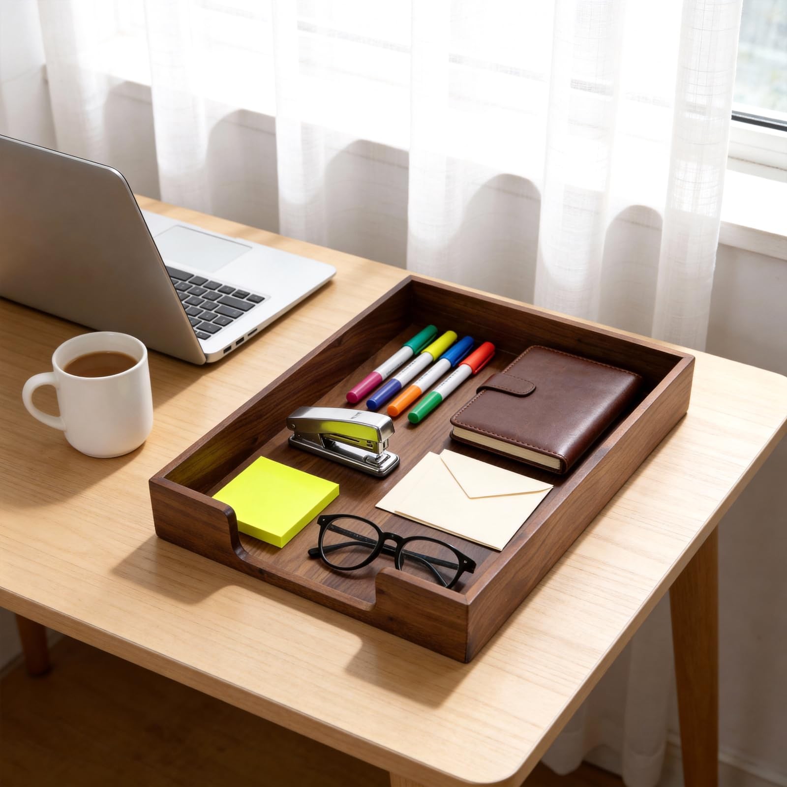 Bamber Wood Letter Tray Wooden Desk Organizer Paper Document File Tray for Offic