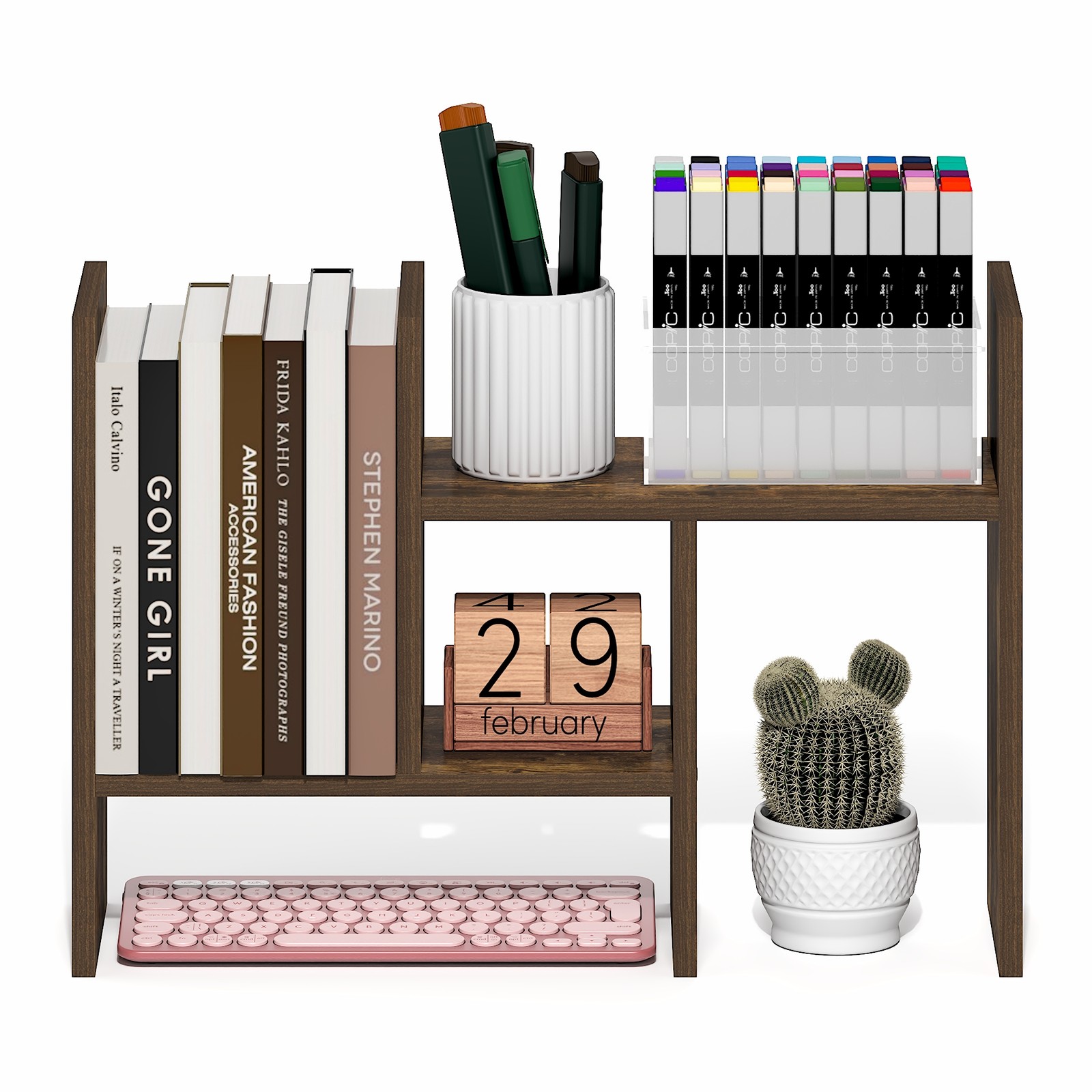 Furinno CLASSIC Adjustable Desk Organizers and Accessories. Amber Pine