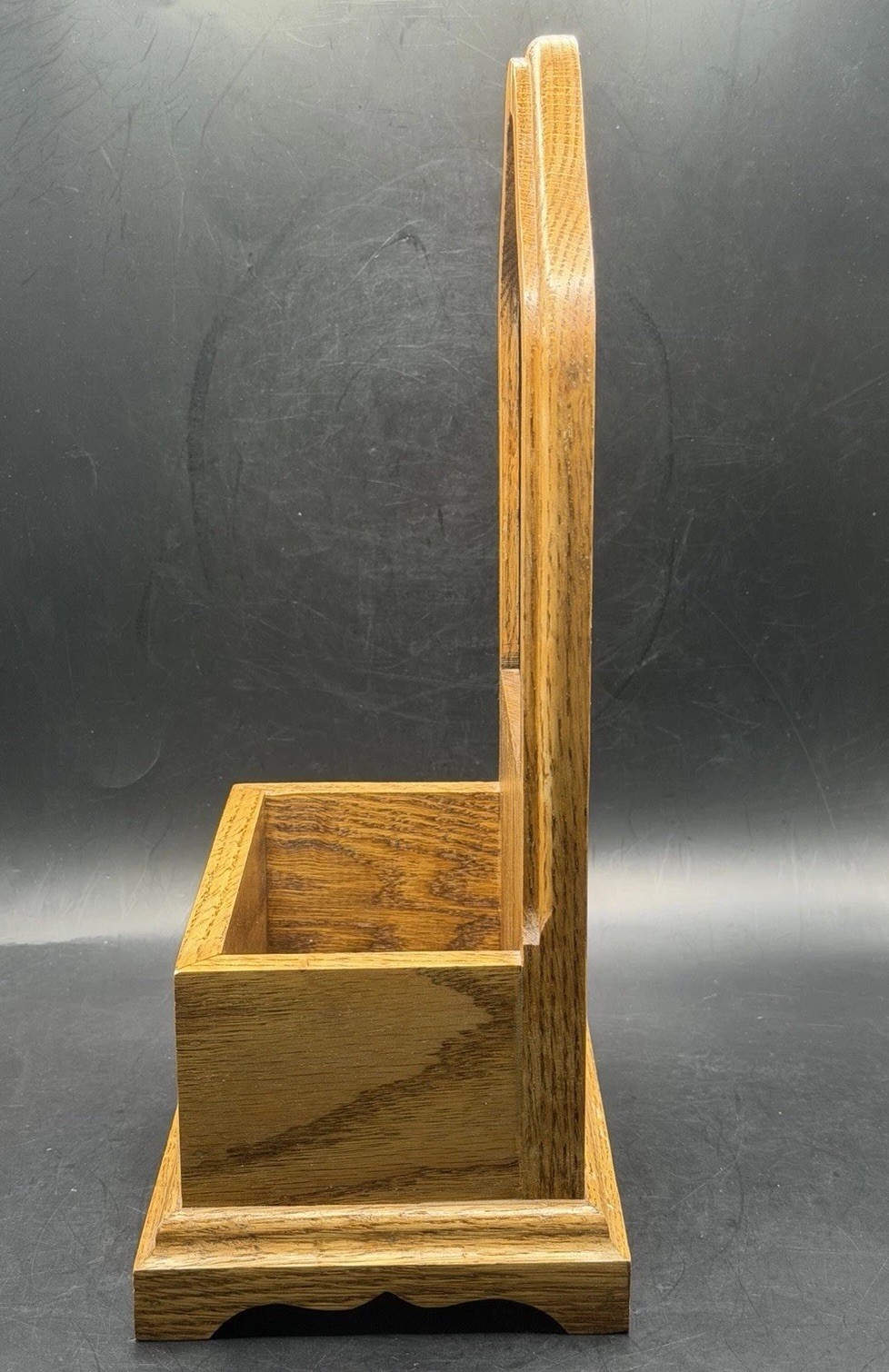 VTG MCM Rare Wooden Desk Organizer Tiffany-Style Stained Glass Flower Design