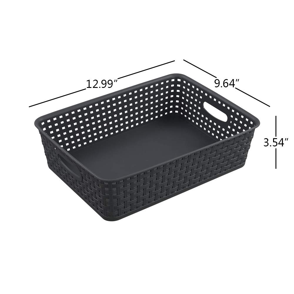 4 PCS Grey Office Paper Tray Plastic Shallow Storage Baskets Desk Organizer