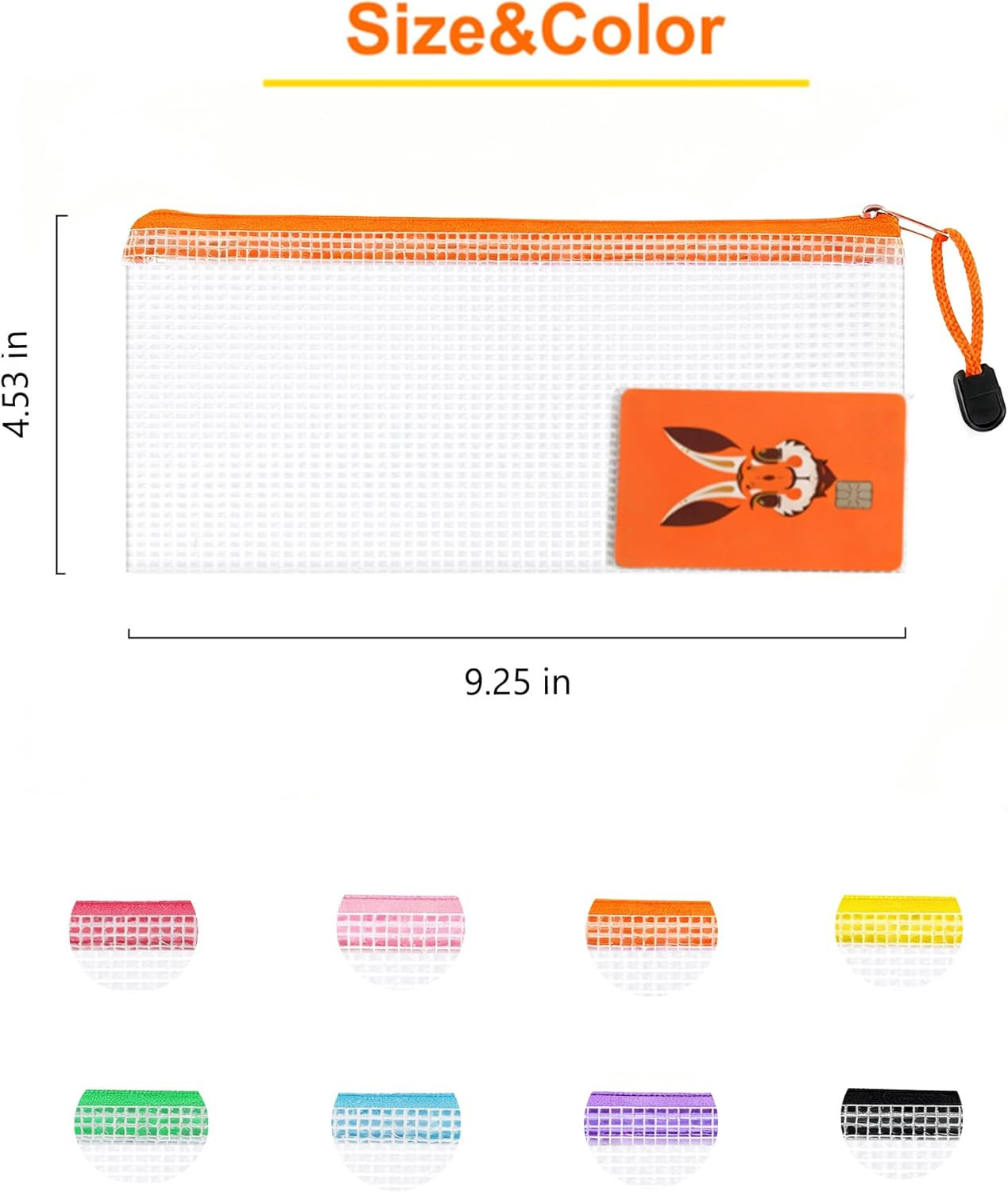 24 Pcs Lightweight Zipper Mesh Pouch Bags, Portable Clear Plastic A6 Storage