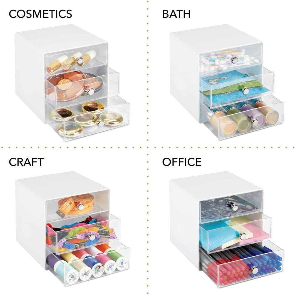 Plastic Office Desk Organizer Desktop Storage Unit 3 Drawer Cube Office