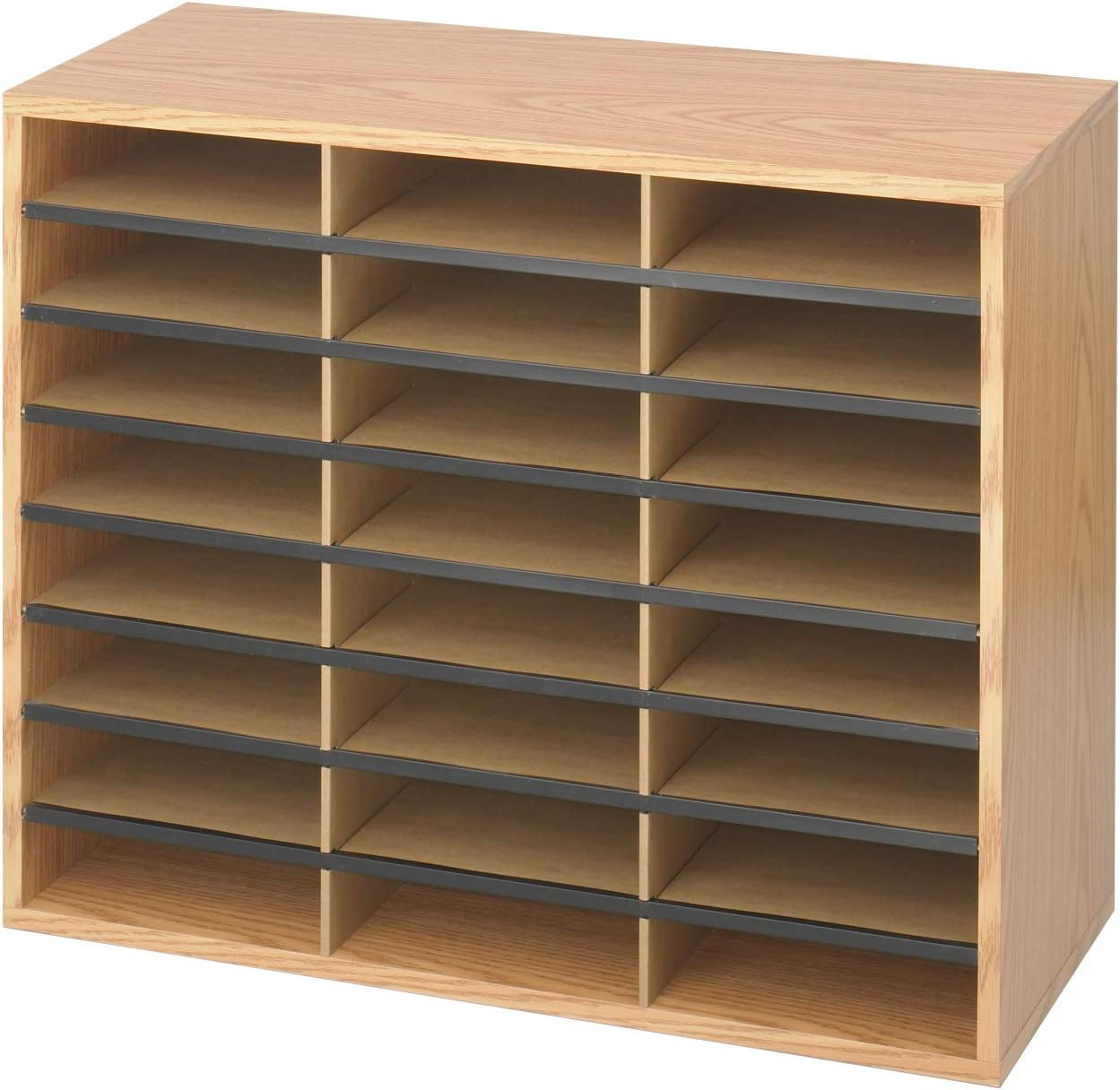 Wooden Paper and Mail Organizer for Home Office and Classroom, 24 Letter-Size Co