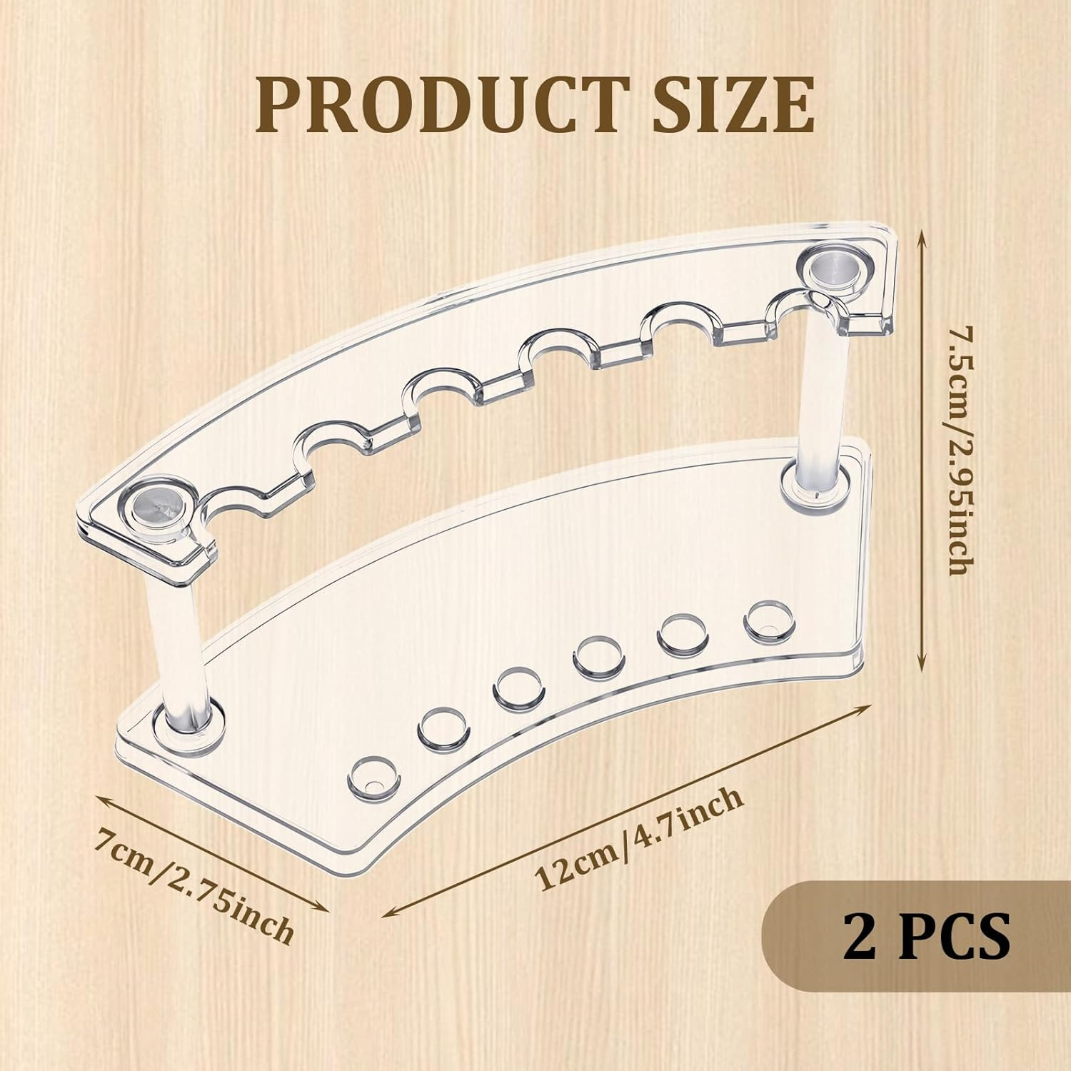 2Pcs Pen Holder Stand for Desk, Clear Pen Display Stand Pen Holder with 6 Slots,