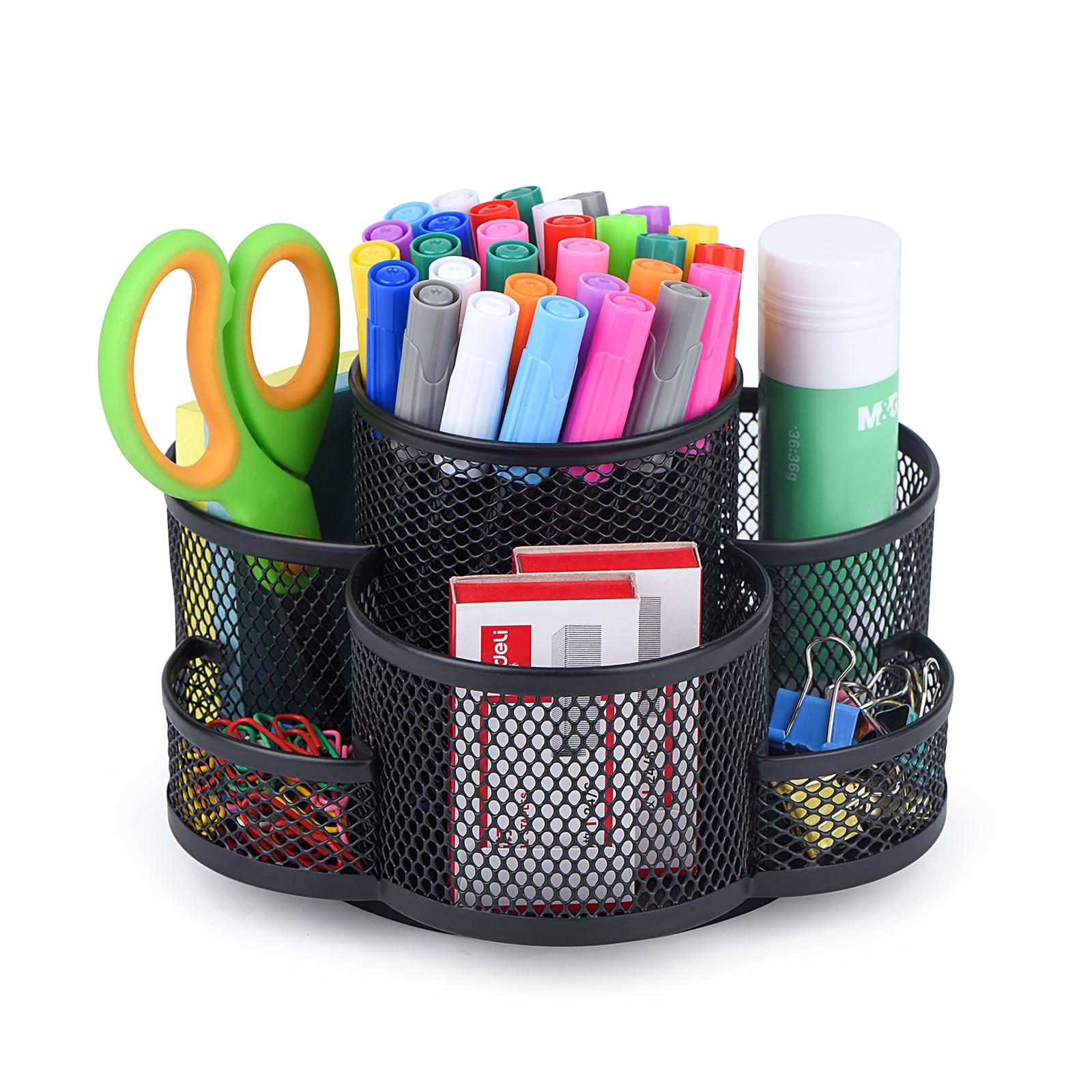 Topwey Pen Holder for Desk, 360 Rotating Pencil Holder, Cup Black