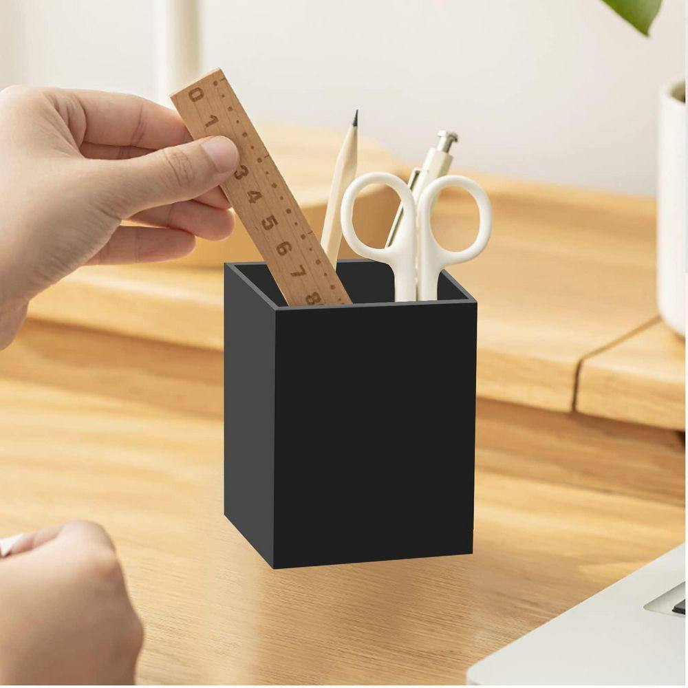 3 X 3 X 3.94 In. Acrylic Pen Pencil Holder Organizer with Modern Style for Desk