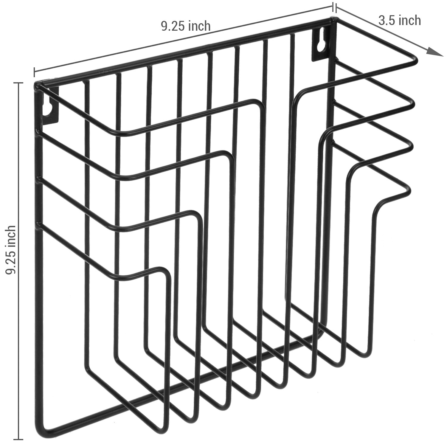 MyGift Modern Black Metal Wire Wall Mounted Magazine and File Folder Holder Rack