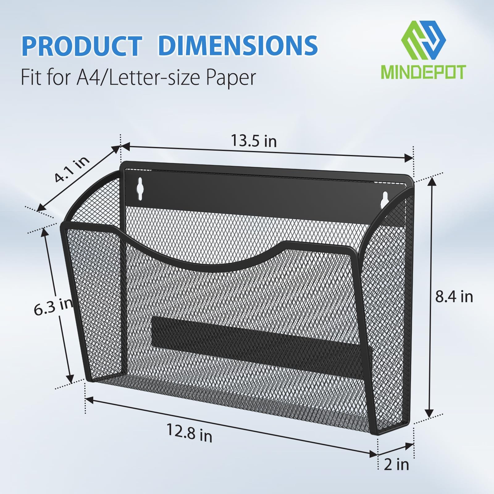 MINDEPOT Magnetic Wall File Organizer,Hanging 3Pack Magnetic, Black