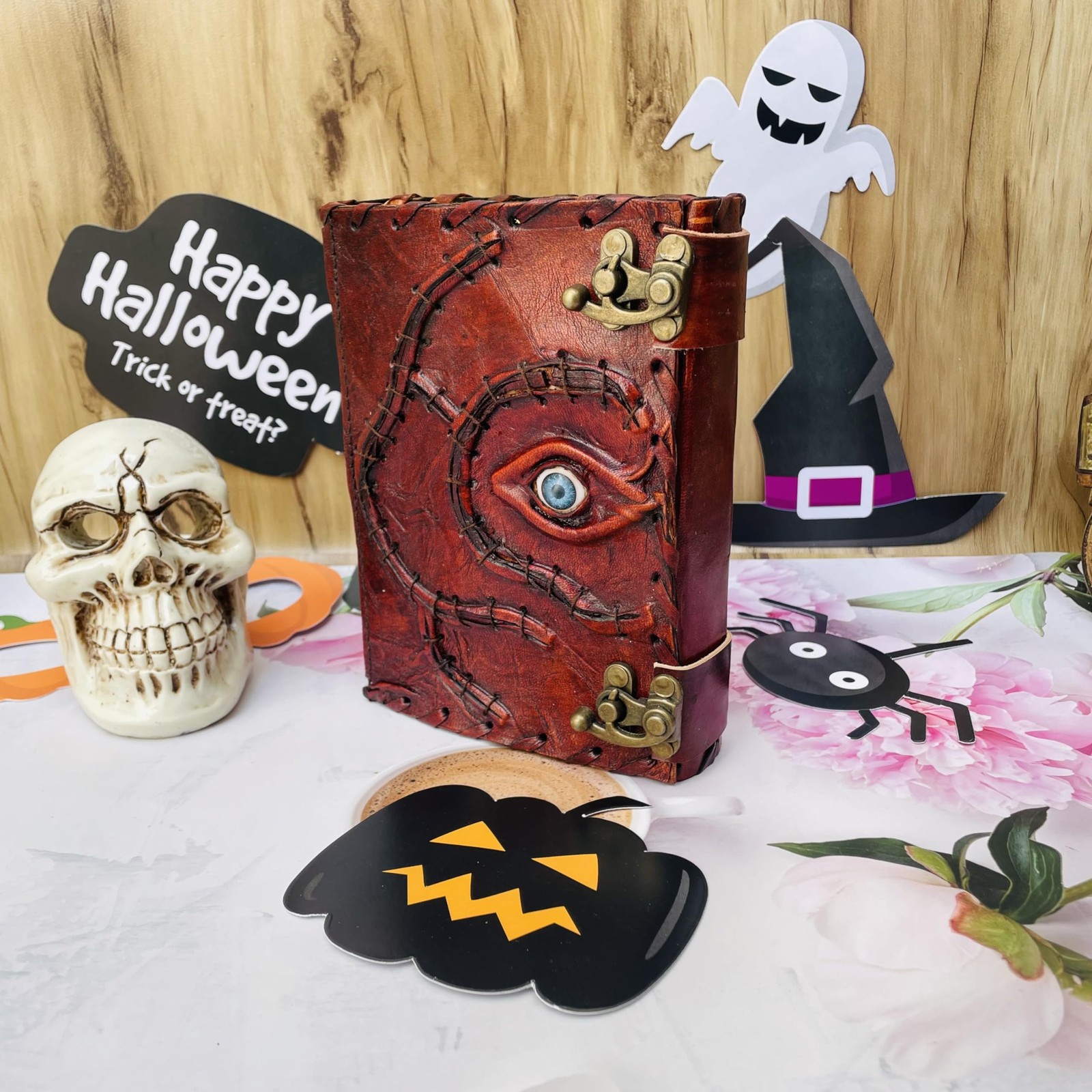Hocus Pocus Book Of Spells, Grimoire Spell Books 7×5, Antique brown color