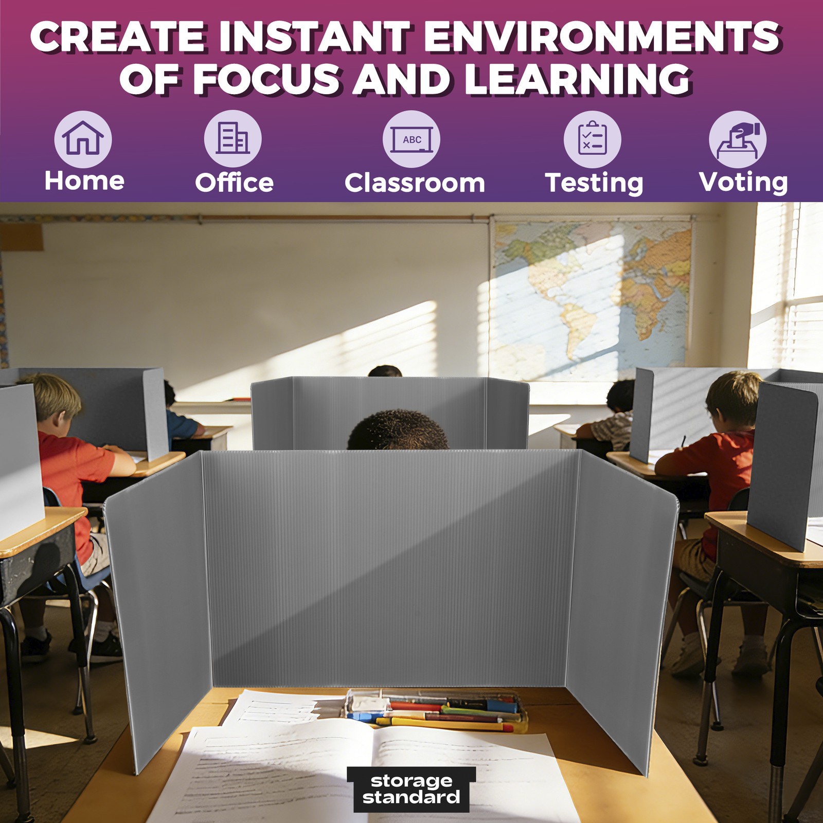 22-Pack Desk Dividers for Students – Waterproof & Durable Plastic Divider, Grey