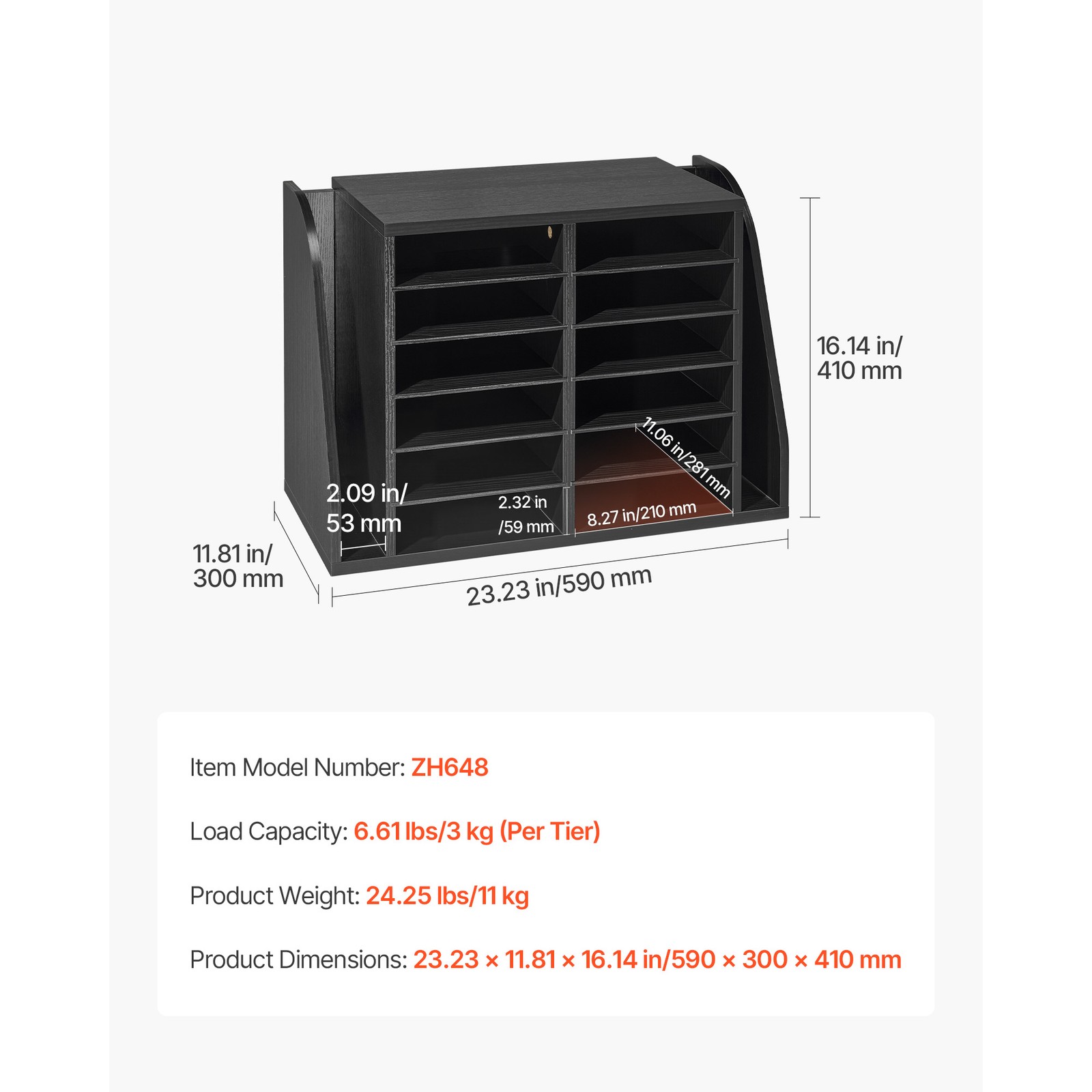 Uimoso 12-Compartment Literature Organizer for Office Mail and Vertical Storage
