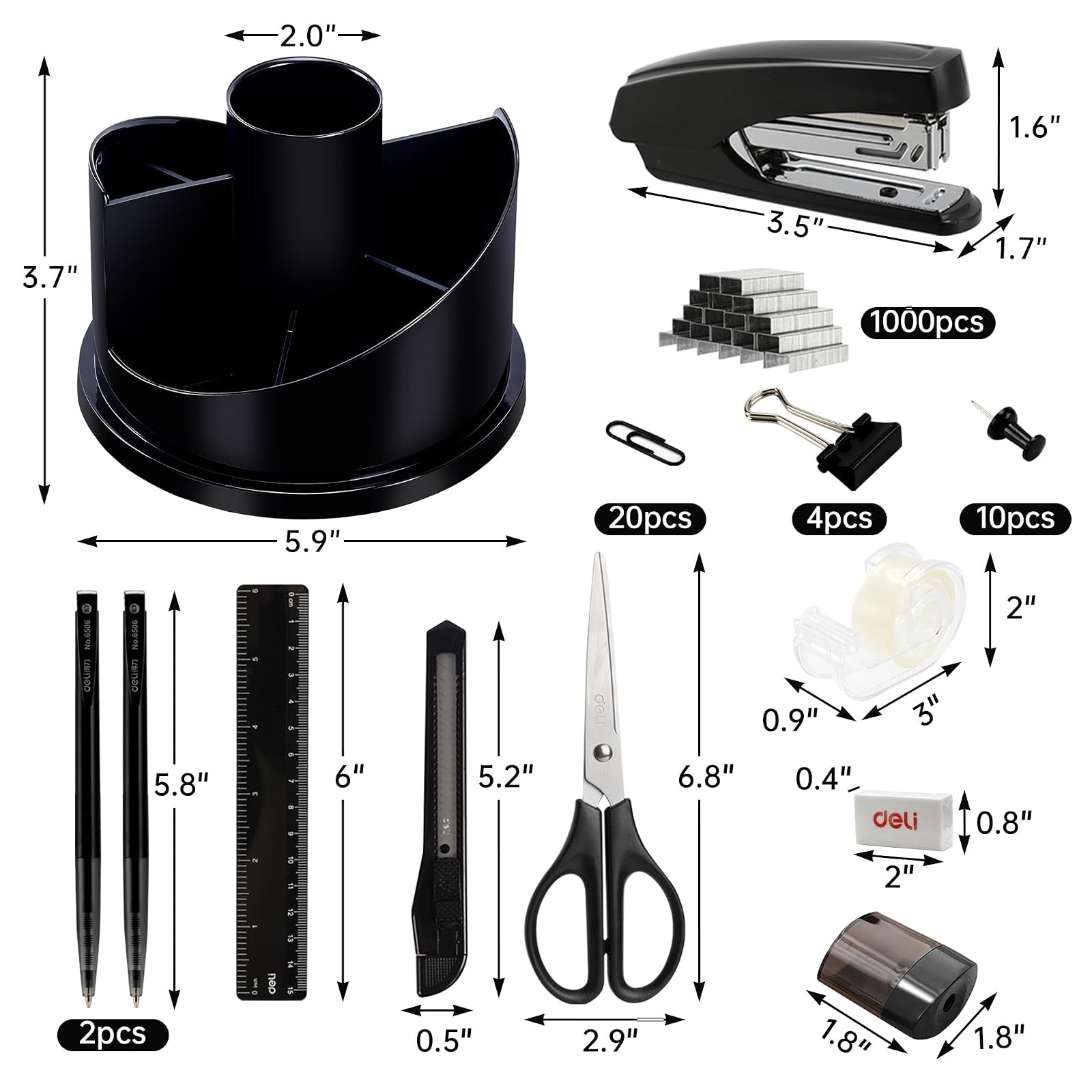 1045 Piece Black Desk Accessory Kit