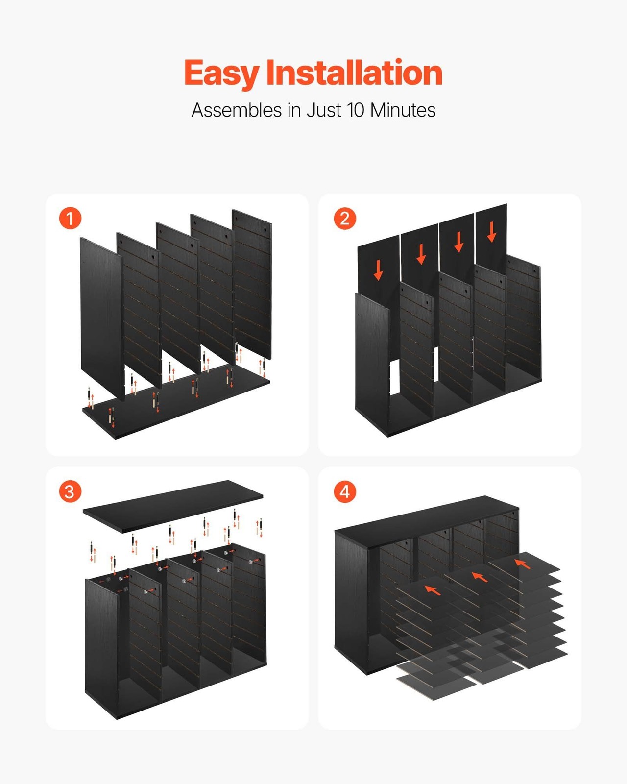 Wooden Mailbox Sorter 36 Compartments, Particle Board, Countertop File Organizer
