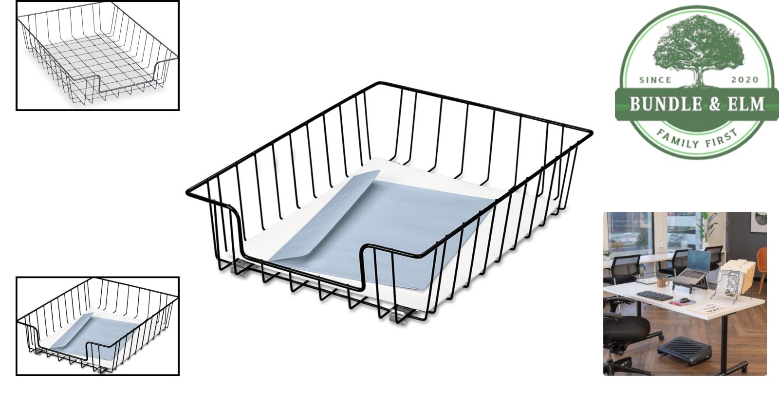 Rectangular Letter Tray Organizer with Solid Black Finish for Easy Access