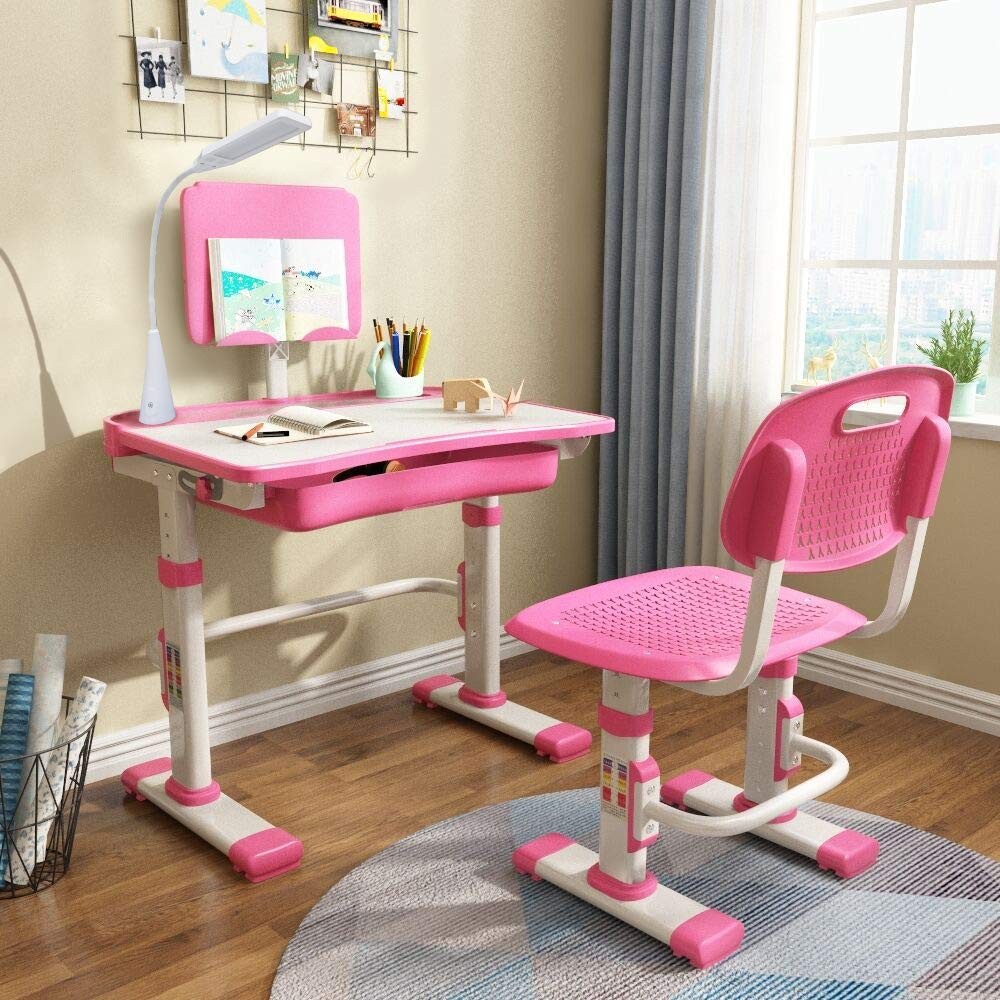 Yinleader Kids Desk And Chair Setheight Adjustablespacious Storage Drawerwith