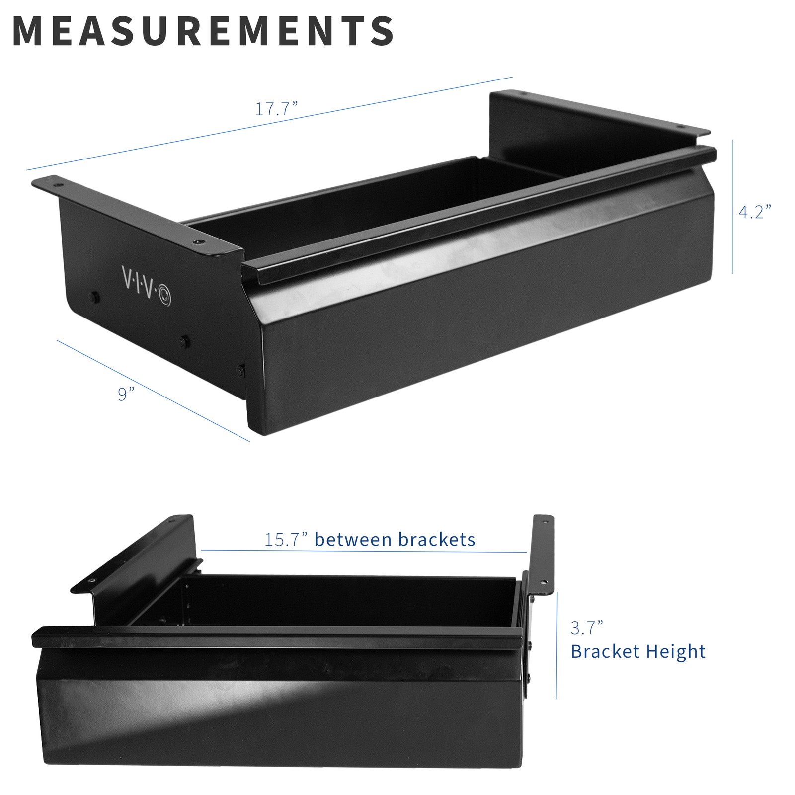 VIVO Black Space Saving 16″ Pull Out Under Desk Storage Drawer without Shell