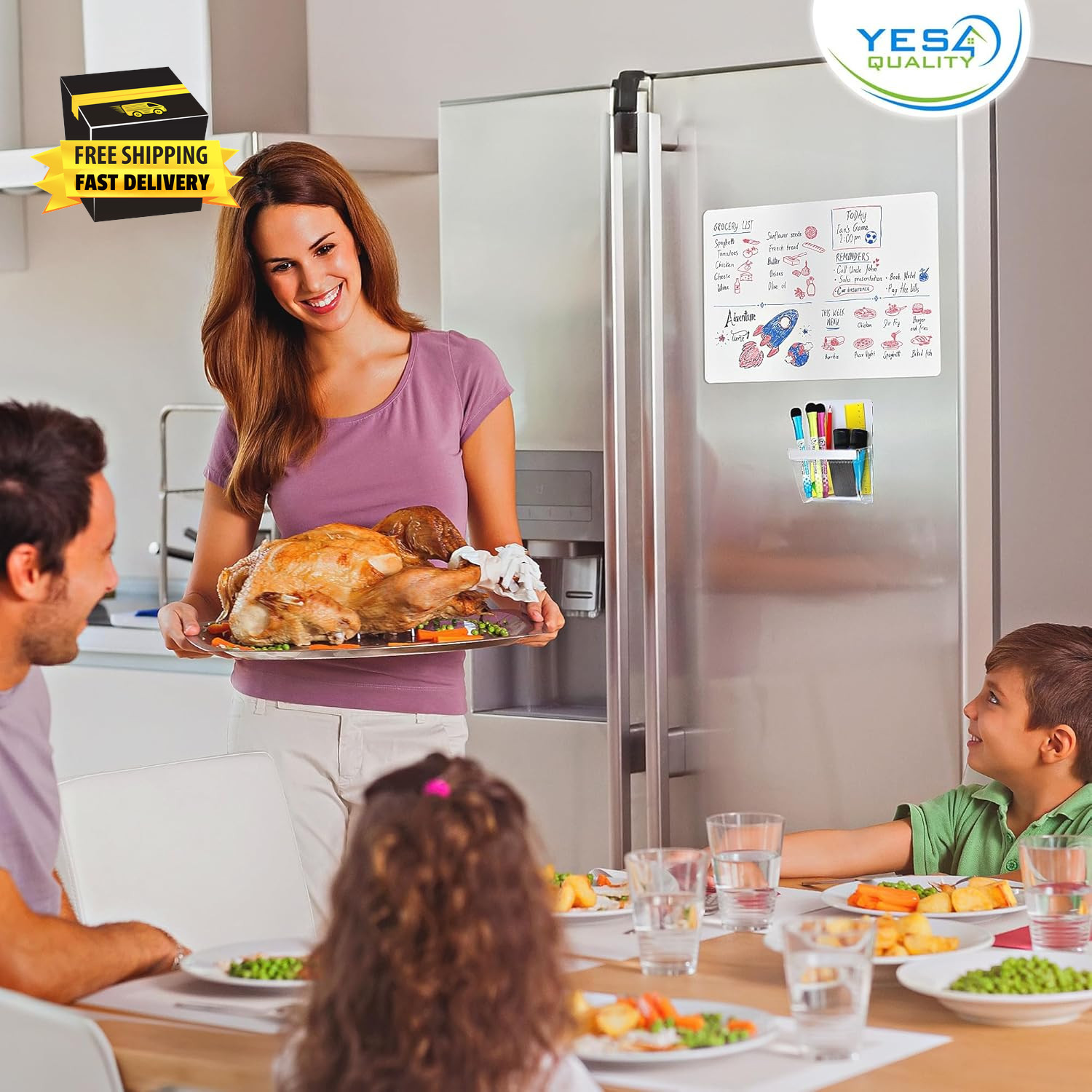Magnetic Pen Holder for Refrigerator with Strong Magnetic Back, Dry Erase Marker