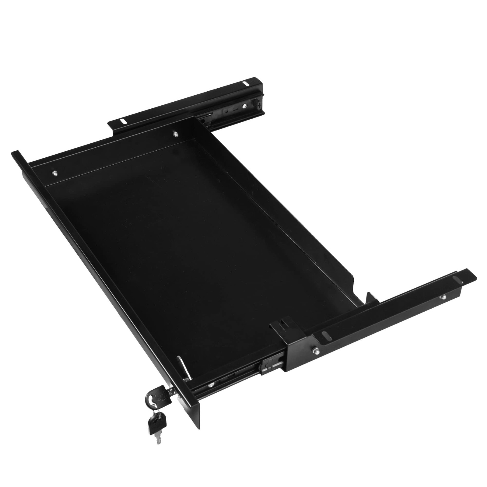 Frassie 17 Inch Under Desk Pull-Out Drawer with Lock Office Mounted Black