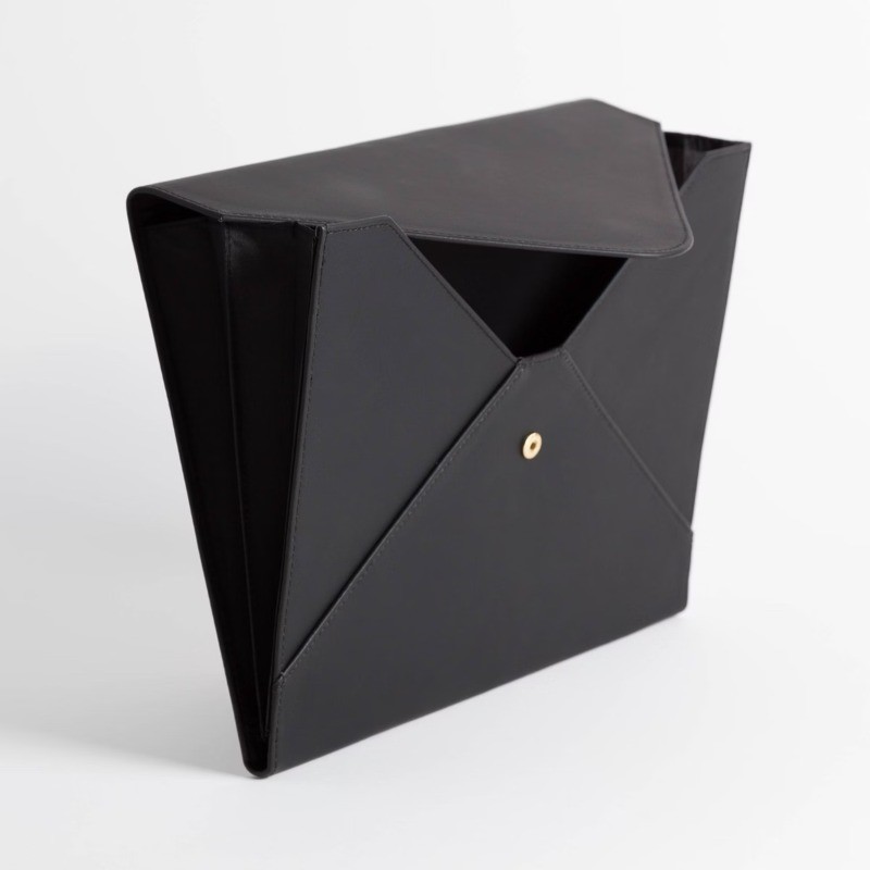 Vegan Leather Document Holder Black: Office Supplies Desk Organizer