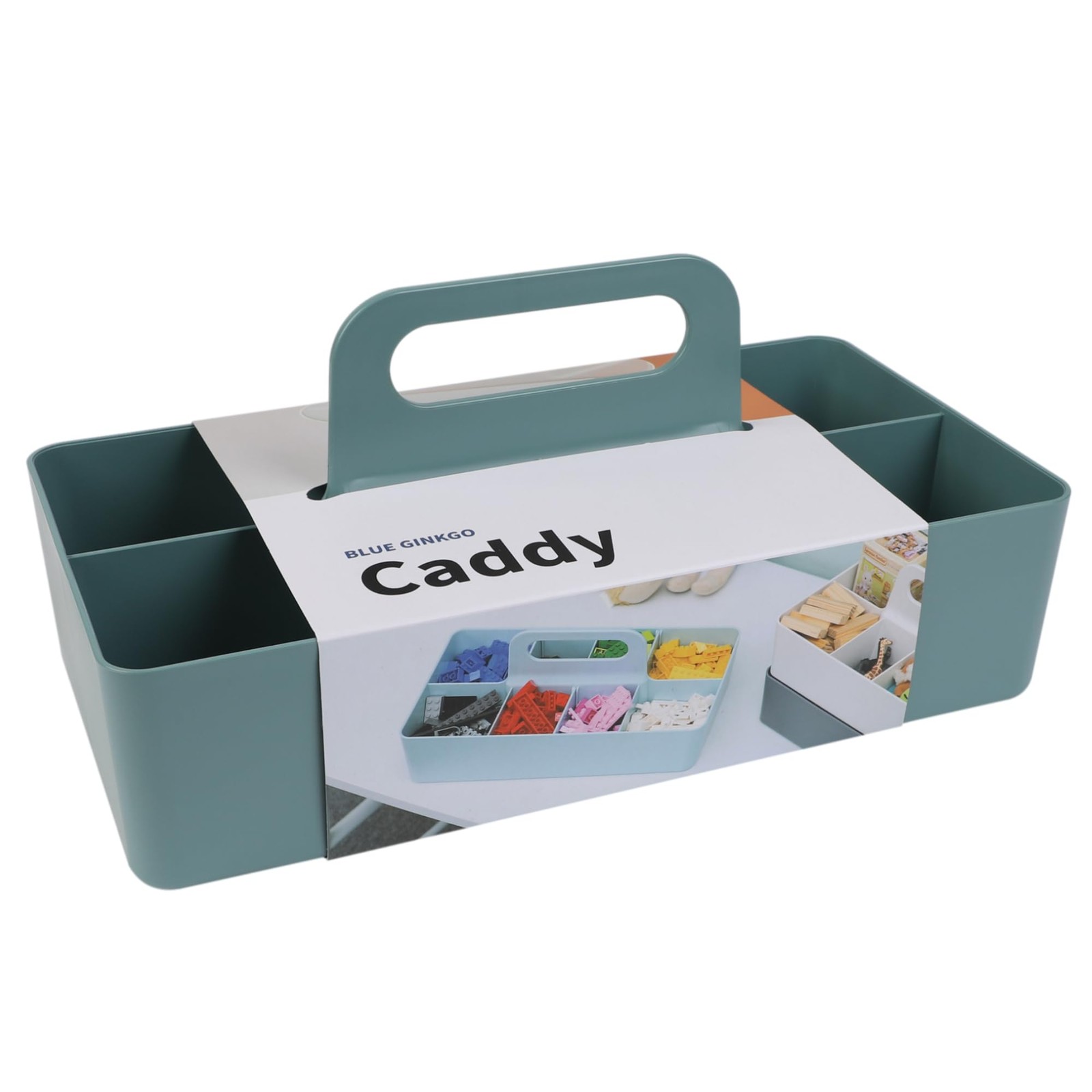 BLUE GINKGO Stackable Organizer Caddy – Korean-Made Long Rectangle, GREEN