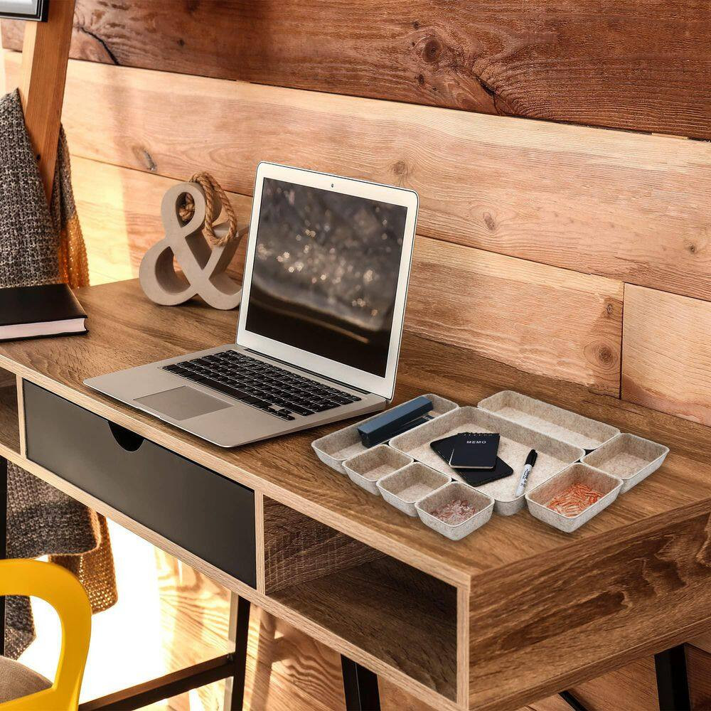 Oatmeal 10.6 In. X 7.5 In. Recycled Felt Scandin.Avian Style Desk Drawer Organiz