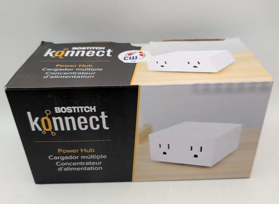 Bostitch Konnect Power Hub With Two AC Outlets For Office Desk Workspace White