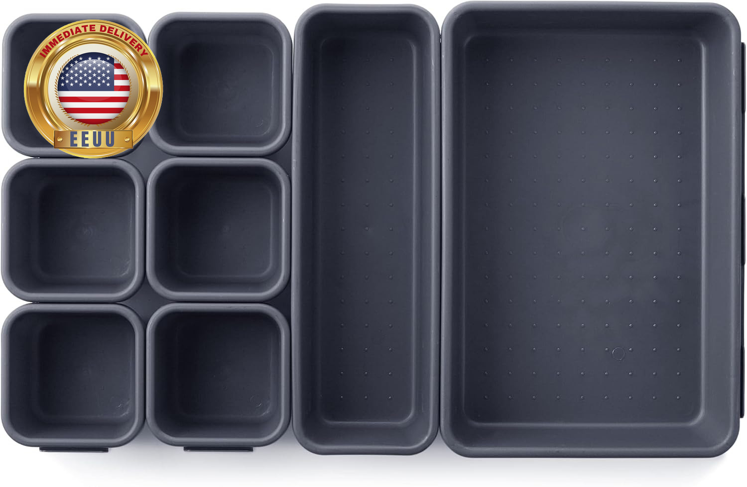 – Interlocking Desk Drawer Organizer, 8 Pcs, Drawer Organizer, Kitchen Drawer Or