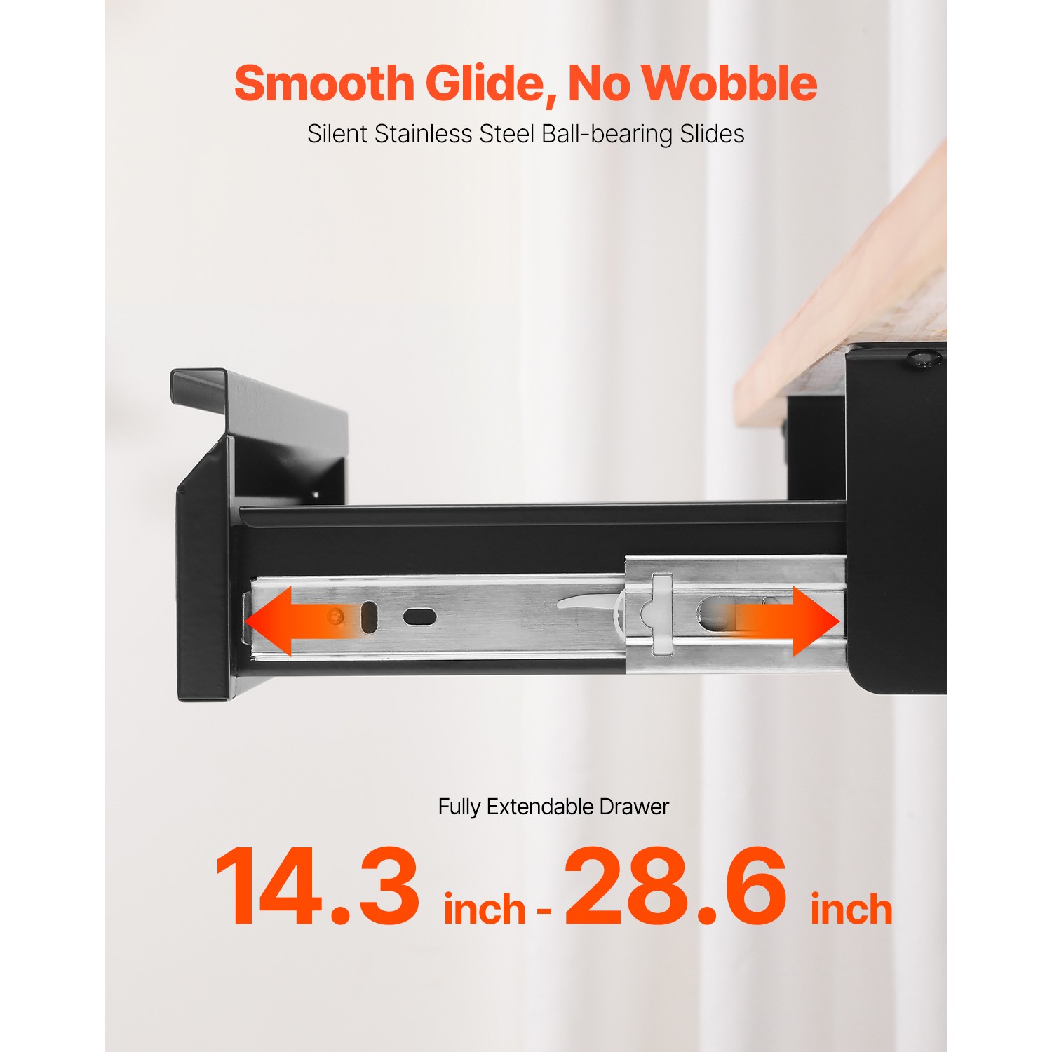Uimoso 16 in Slide-Out Under Desk Drawer Organizer for Home or Office Use