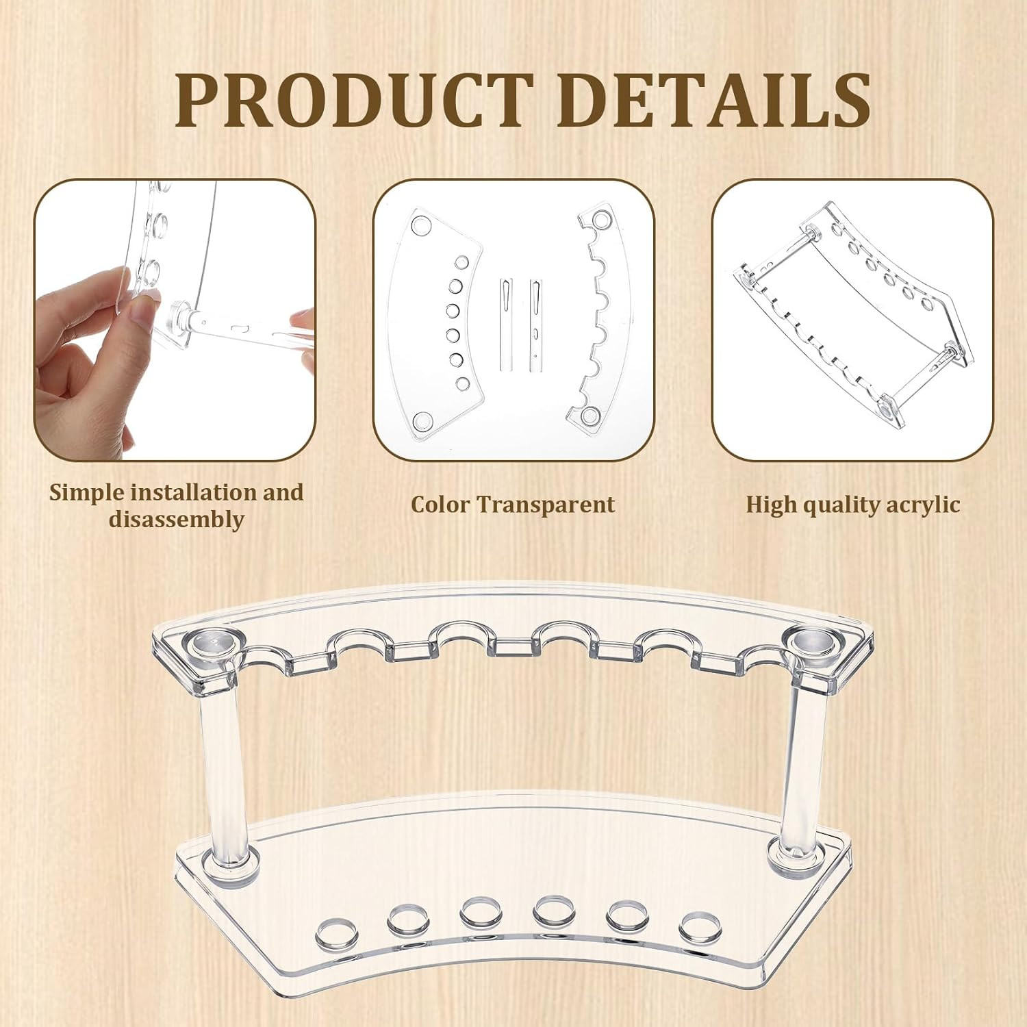 2Pcs Pen Holder Stand for Desk, Clear Pen Display Stand Pen Holder with 6 Slots,