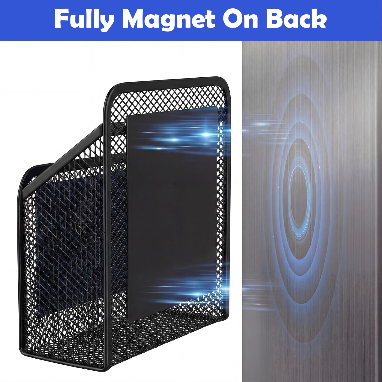 2 Pack Magnetic Mesh Locker Organizer with Mirror, Magnetic Pencil Holder Sto…