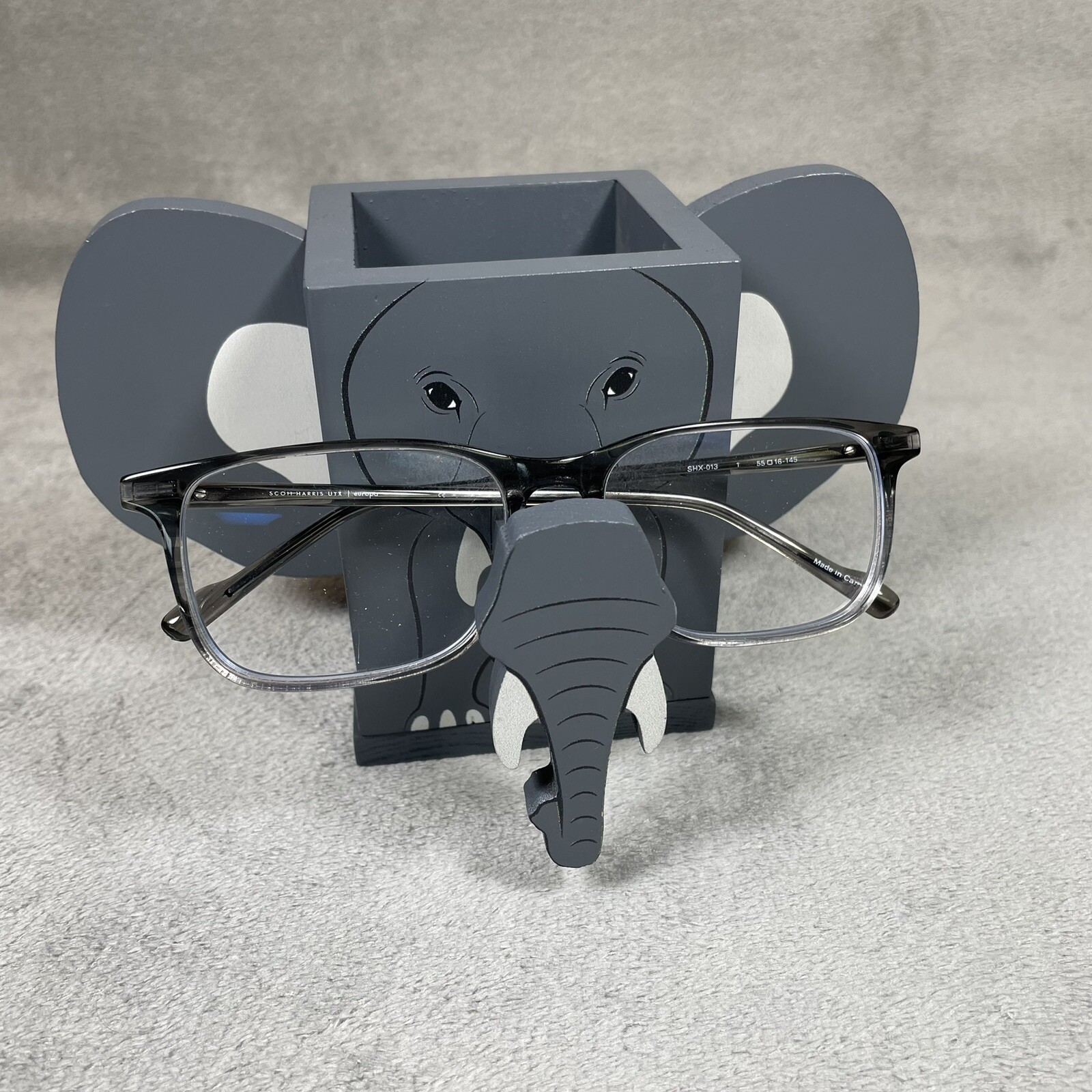Elephant Handmade Wooden Pencil Cup + Phone Stand + Eyeglass Holder + Coaster