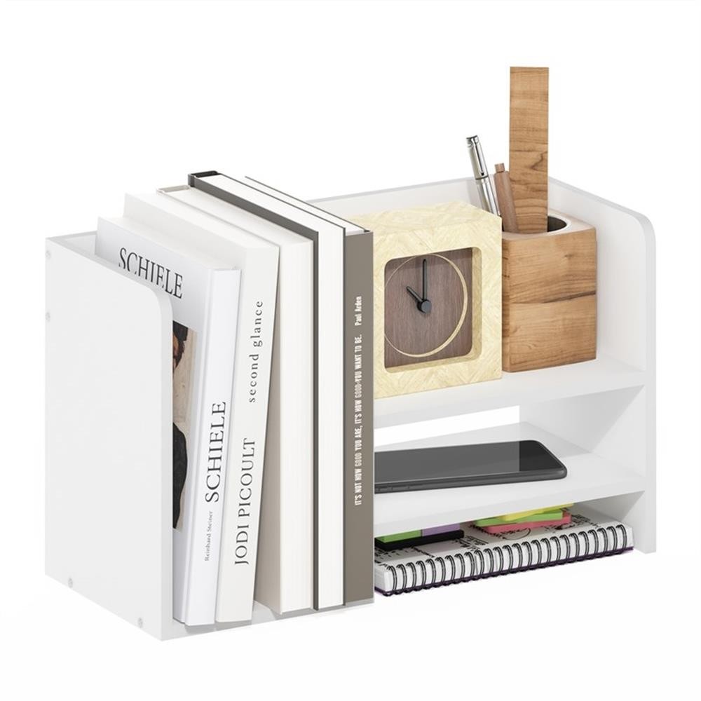 Pemberly Row Wood Desktop Book and Home Office Supplies Storage in White