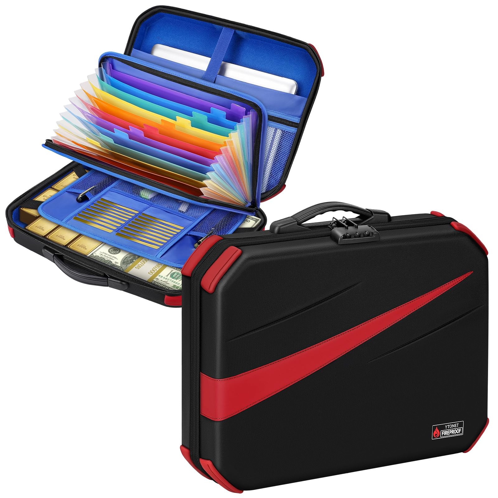 Ytonet Accordion File Organizer, Hard Case Document Box with Standard, Black