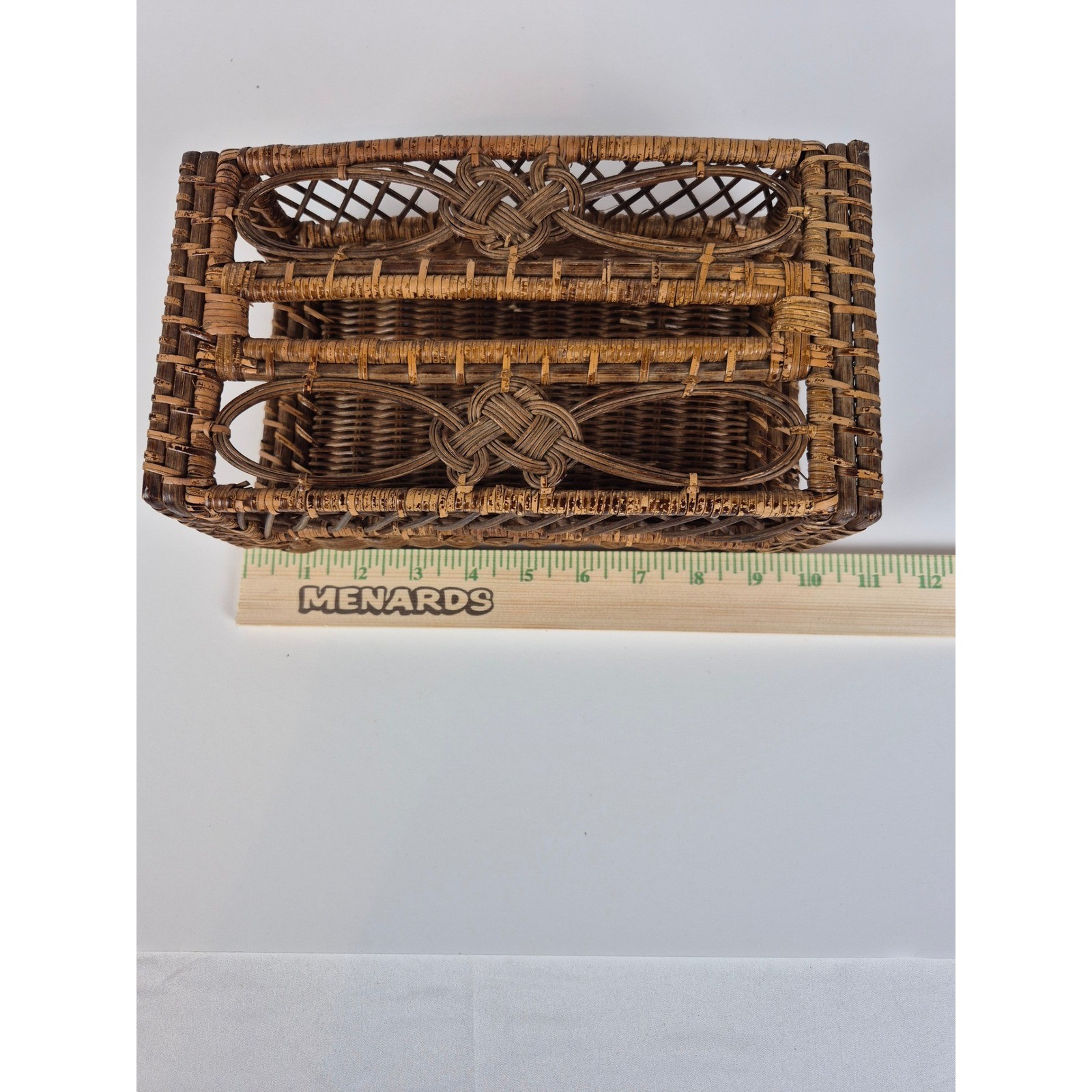 Vintage Wicker Rattan Tissue Box Cover Boho Coastal Bathroom Decor Holder Tiki